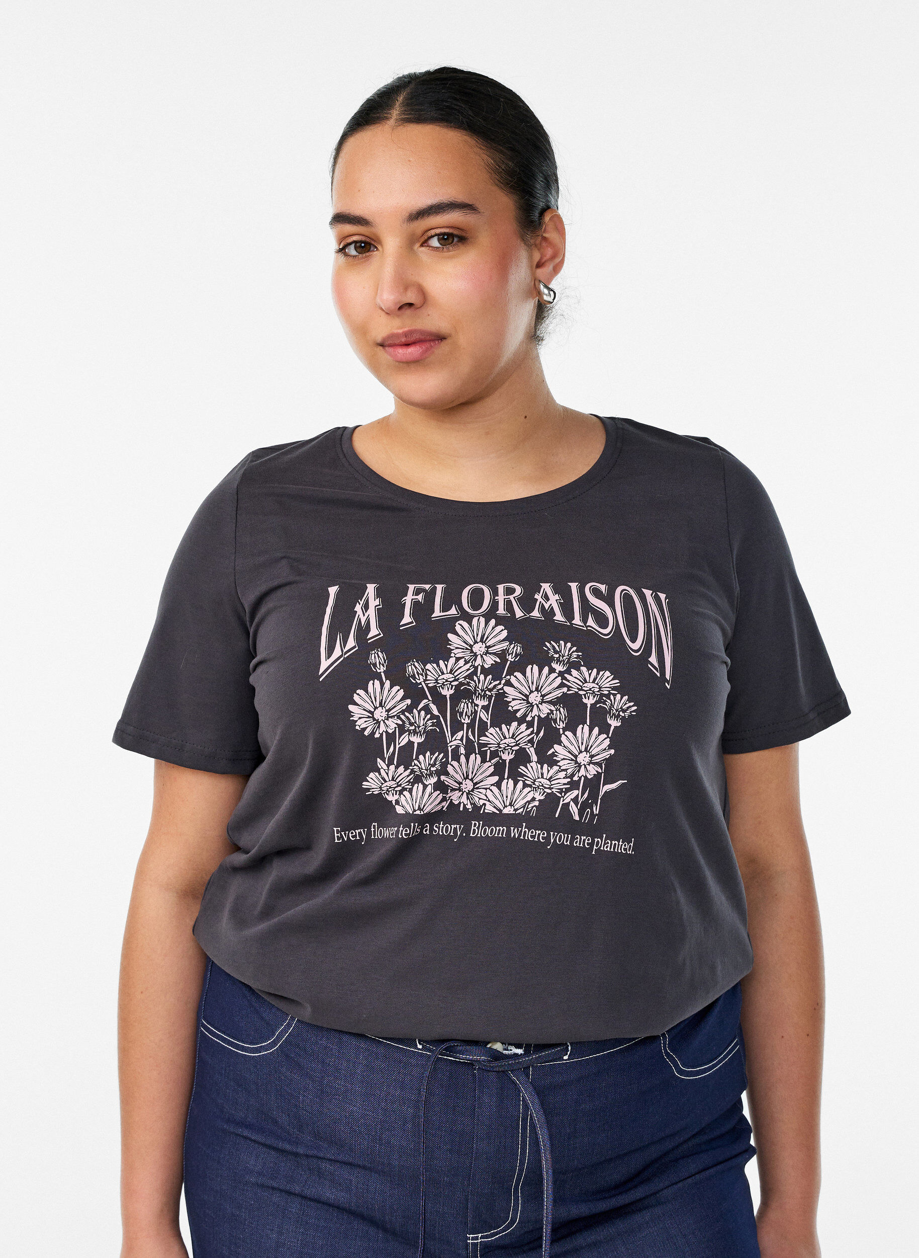 ZizziT-Shirt mit Print, Grau, Model image number 0