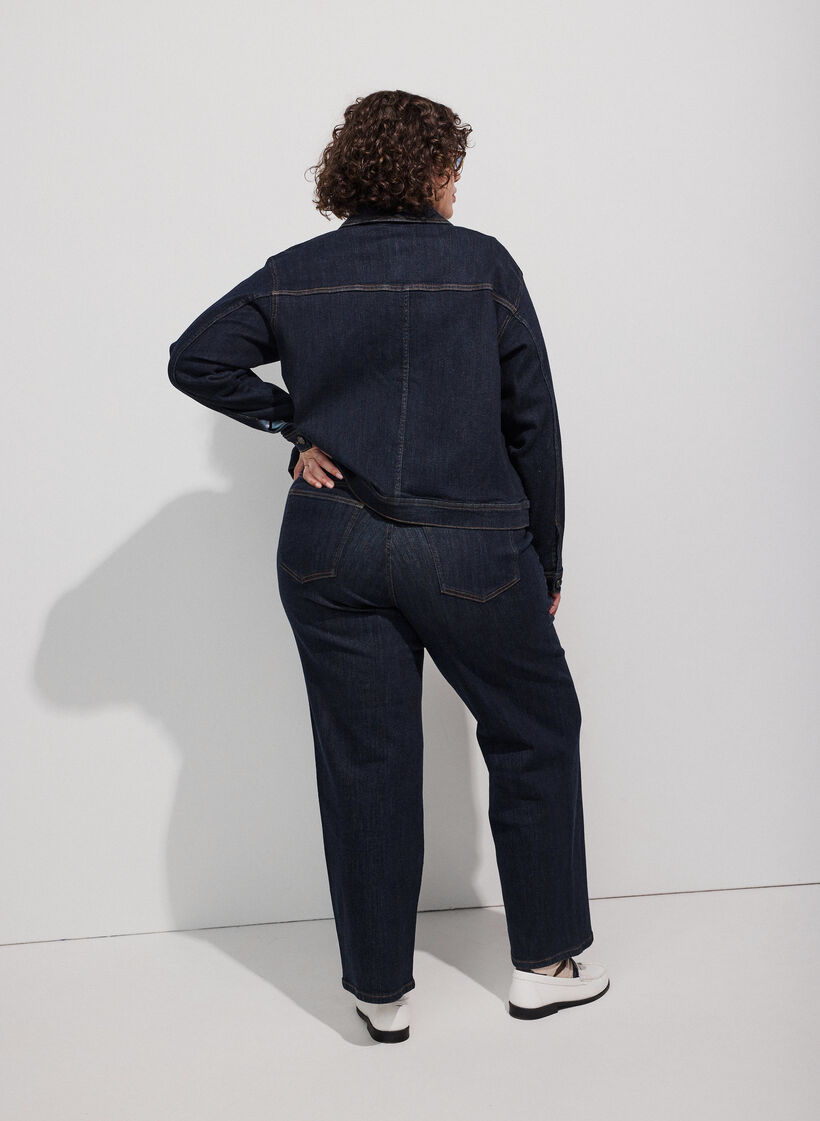 Jean Kiana coupe droite taille haute, Bleu, Model image number 2
