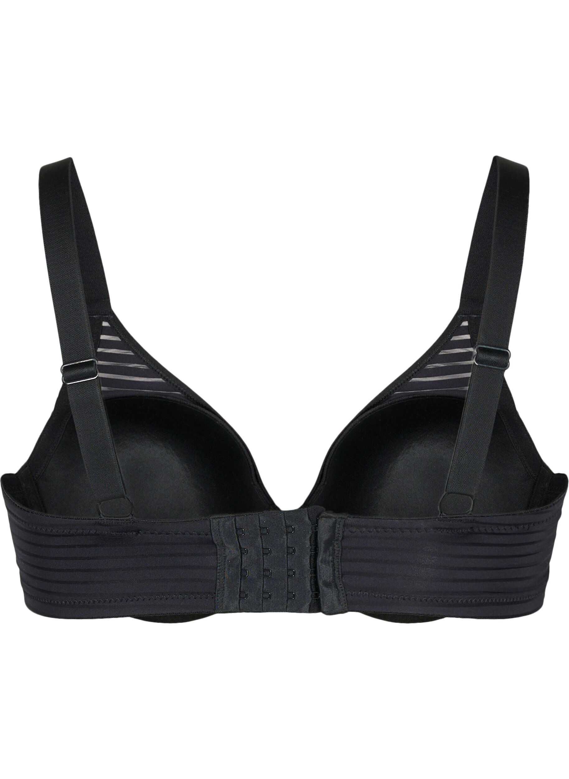 Zizzi Soutien-gorge moul&eacute; avec maille ray&eacute;e, Black, Packshot image number 1