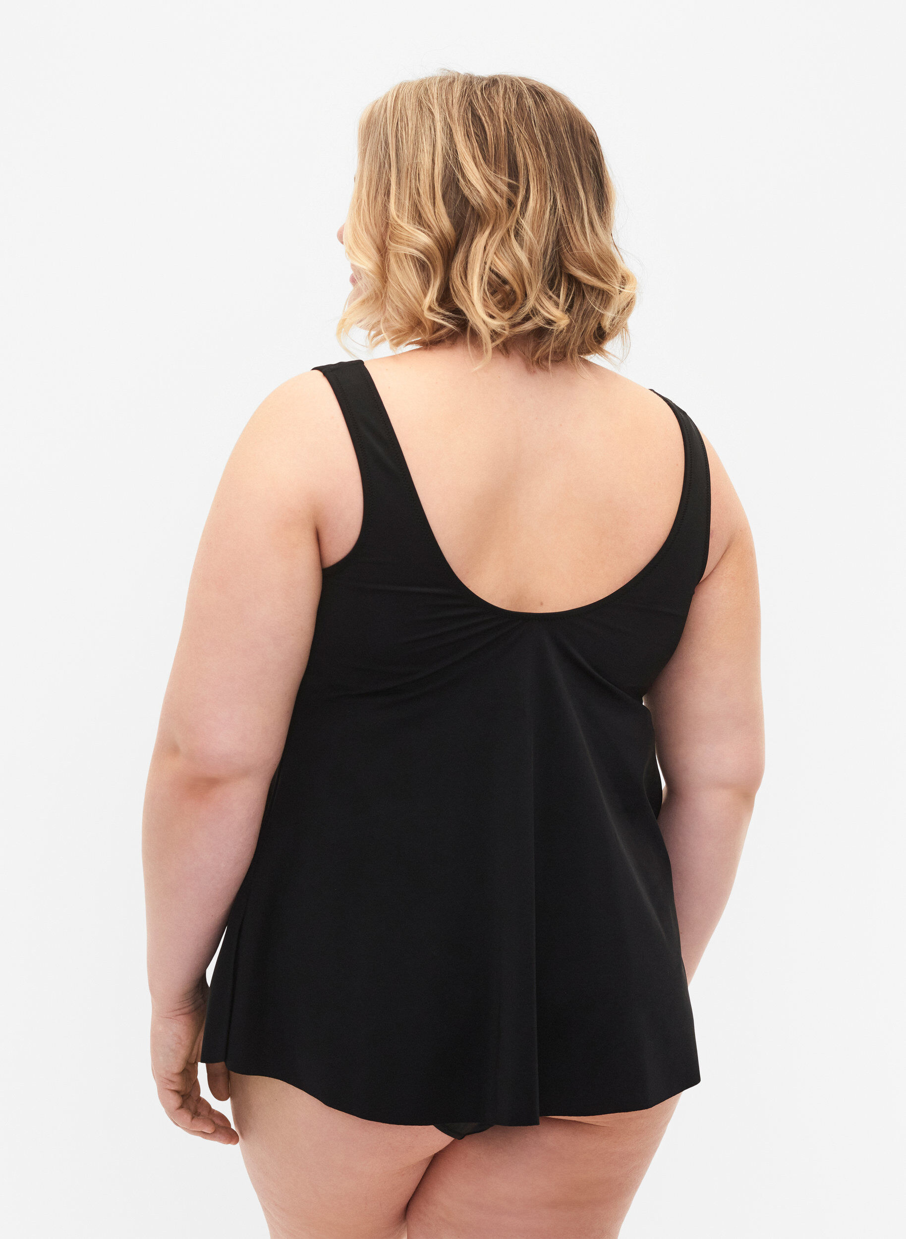 Zizzi Tankini de couleur unie avec d&eacute;tail de neige, Black, Model image number 1