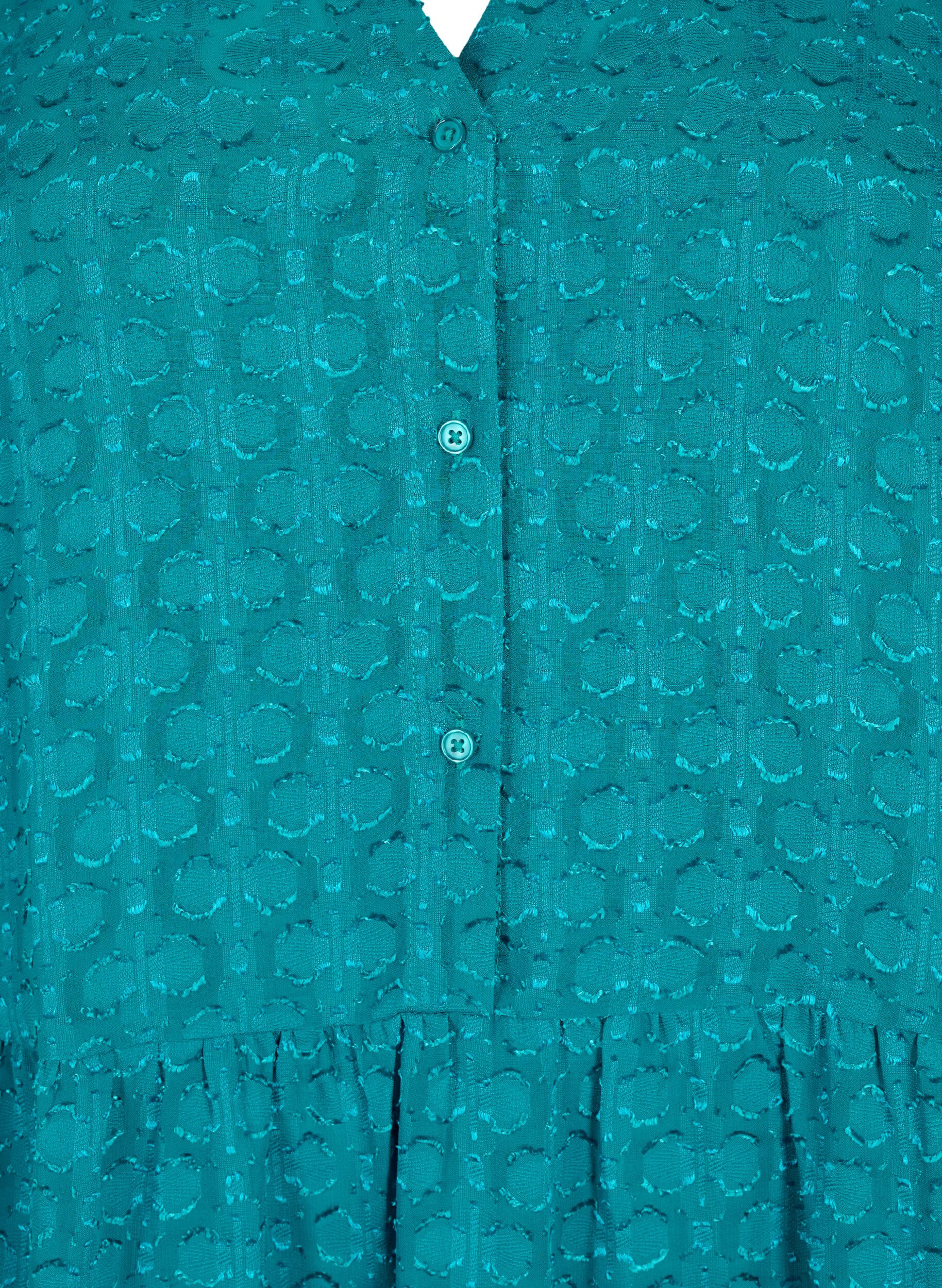 Zizzi Robe en jacquard avec col &agrave; volants, Deep Lake, Packshot image number 2