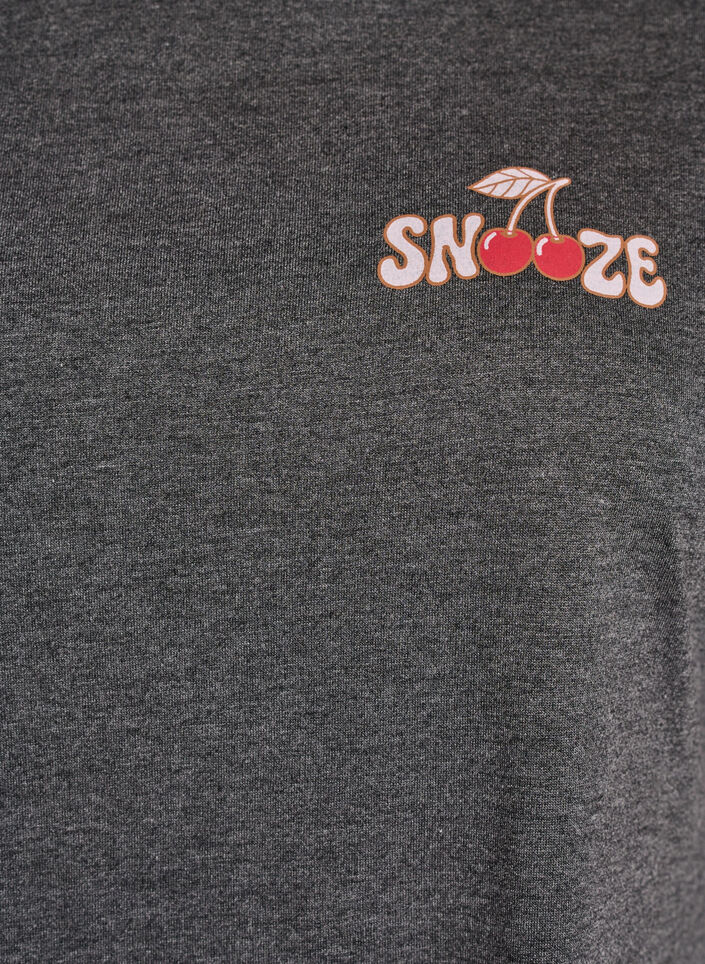 Kurz&auml;rmliges Nachthemd mit Textdruck, Schwarz, Packshot image number 2