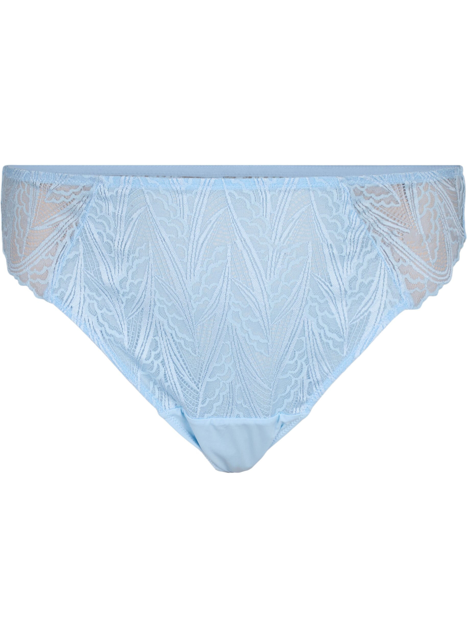 Zizzi String mit Spitze und normal hohem Bund, Blau, Packshot image number 0
