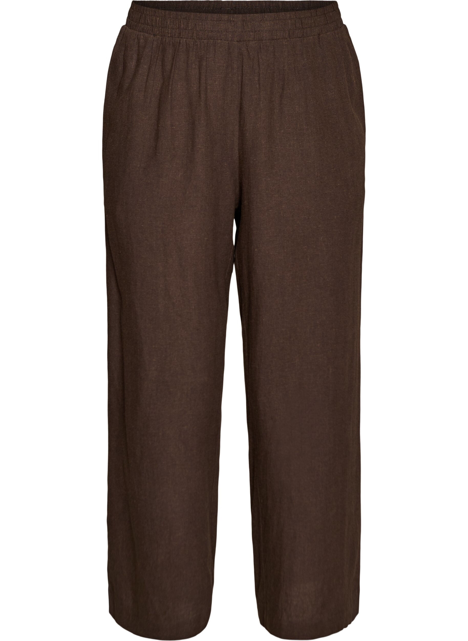 Pantalon large en lin et viscose