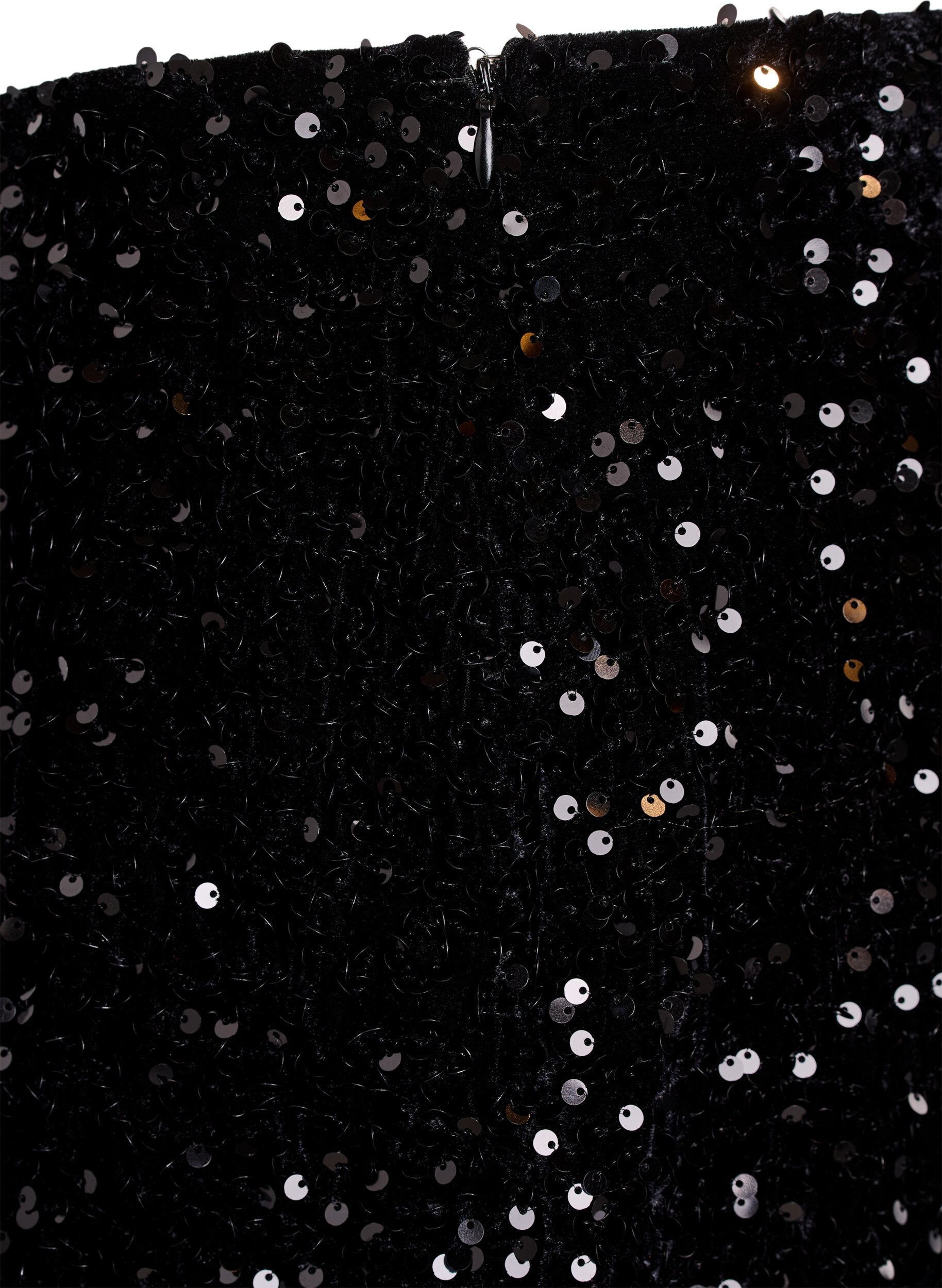 Zizzi Jupe courte &agrave; sequins avec une ceinture &eacute;lastique, Noir, Packshot image number 3