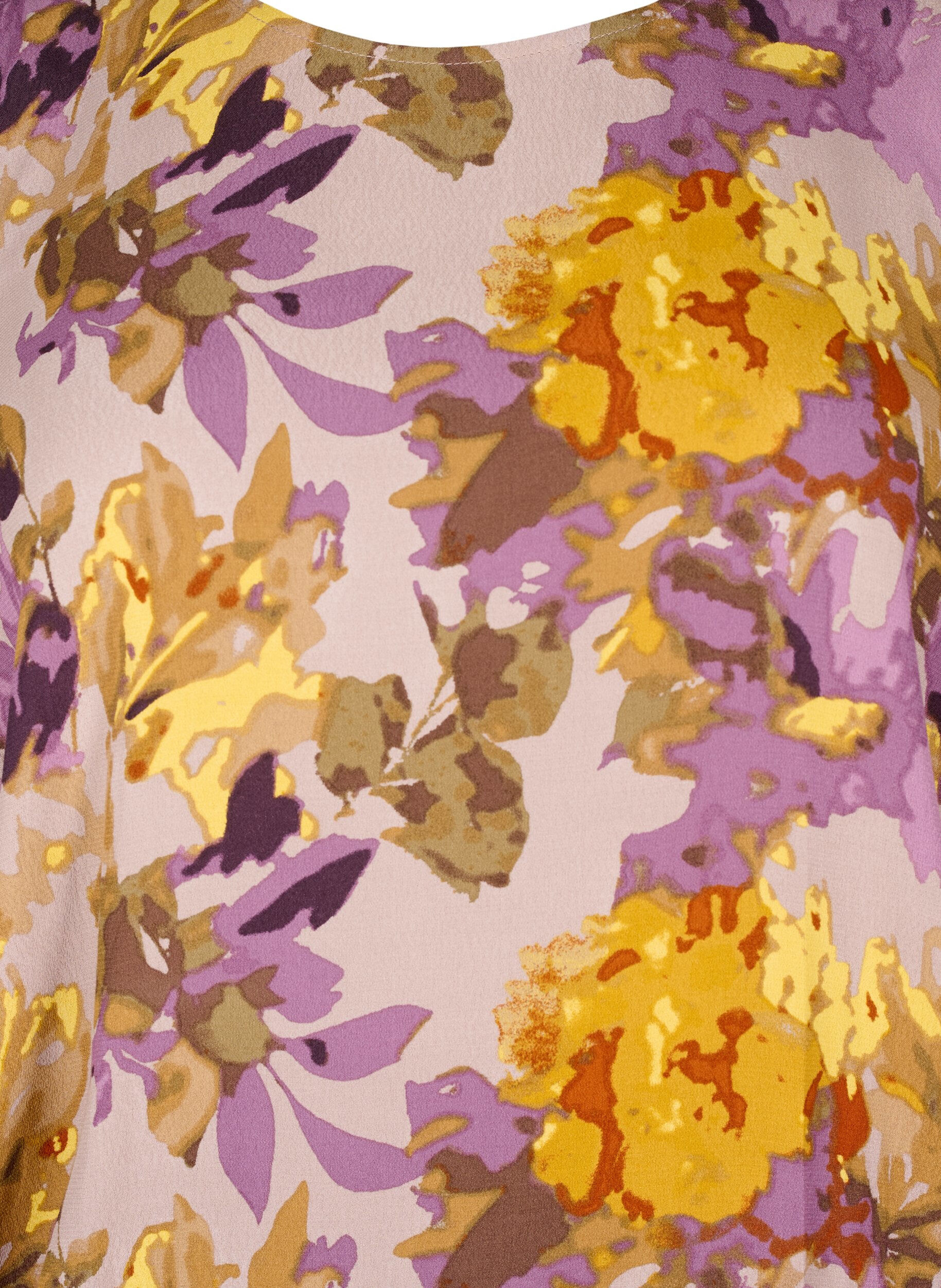 Zizzi K&uuml;nstlerbluse mit Blumenmuster, Purple Flower, Packshot image number 2