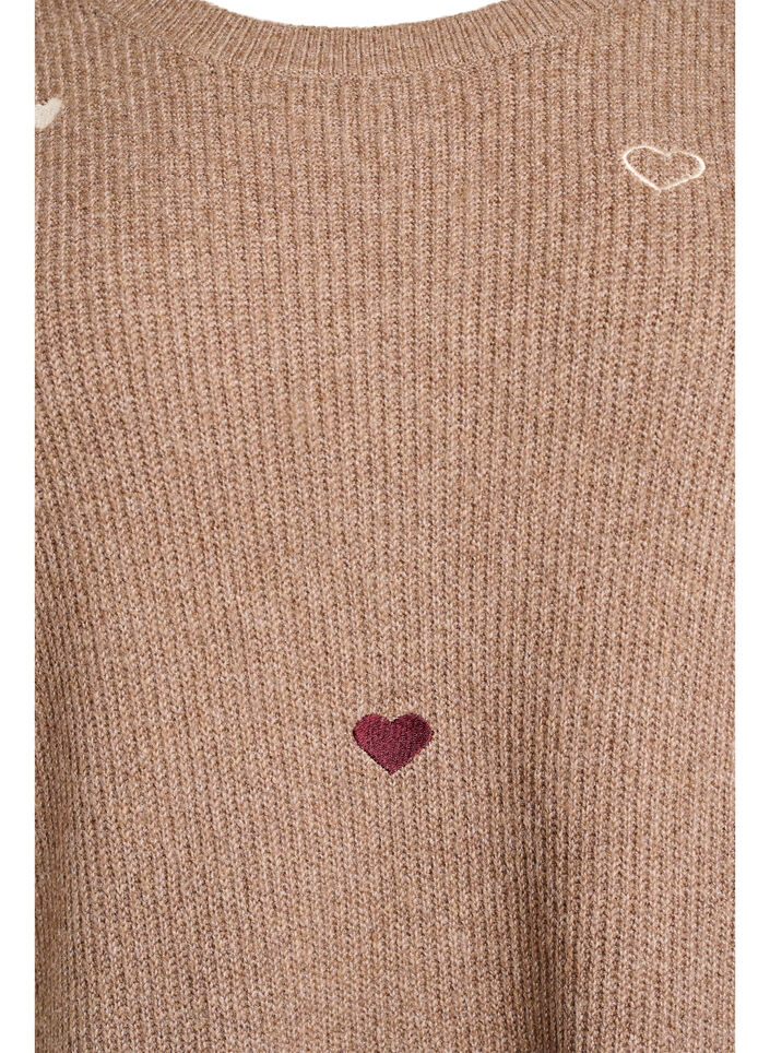 Pullover mit Herzen und 3/4-&Auml;rmeln, Braun, Packshot image number 2