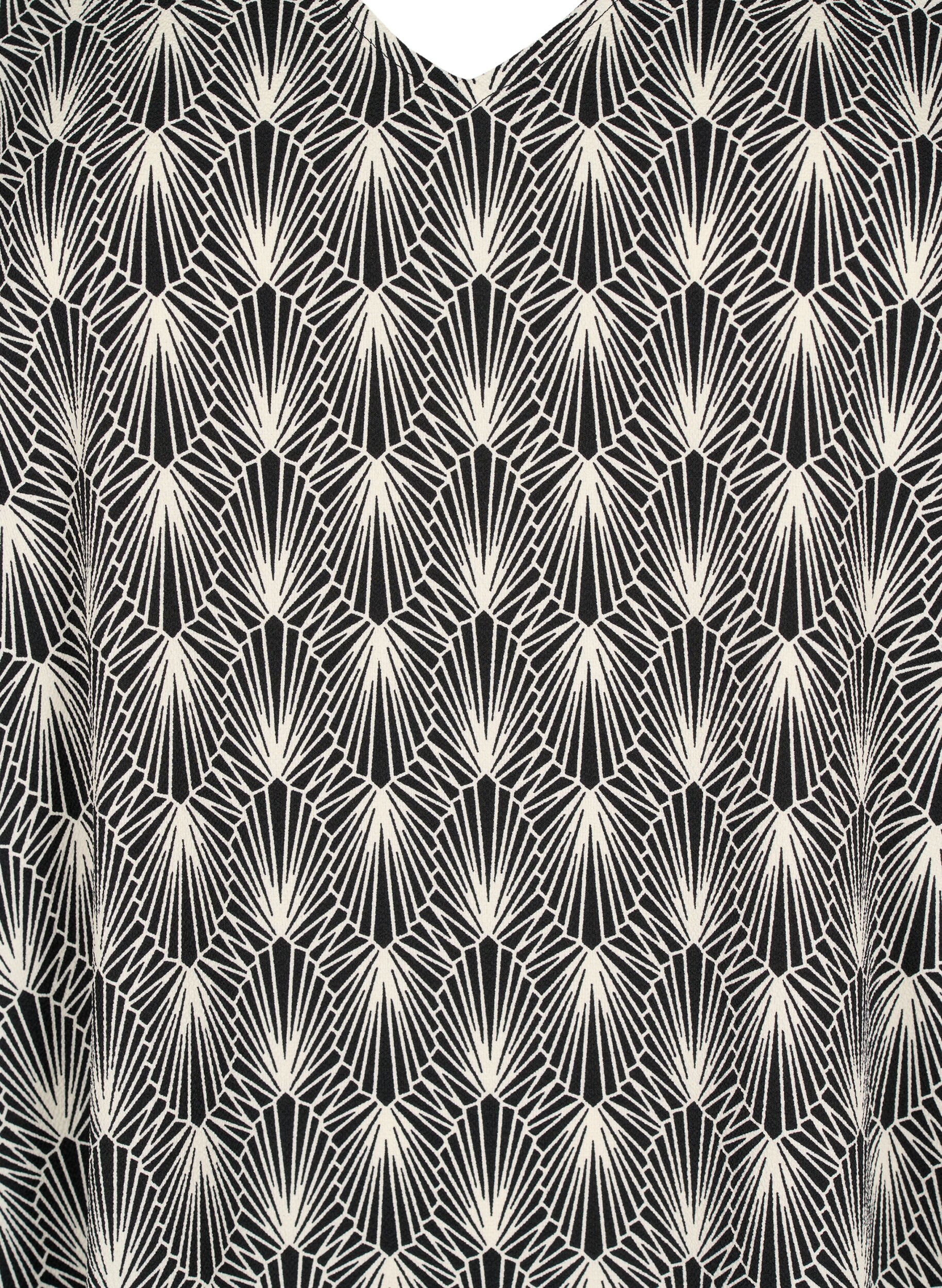 Zizzi Robe &agrave; col en V avec imprim&eacute;, Birch Graphic AOP, Packshot image number 2