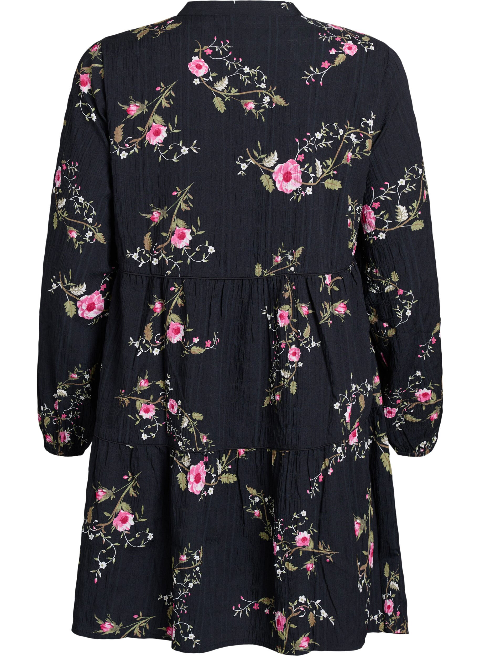 Zizzi Robes &agrave; imprim&eacute; floral avec fermeture &agrave; cravate, Noir, Packshot image number 1