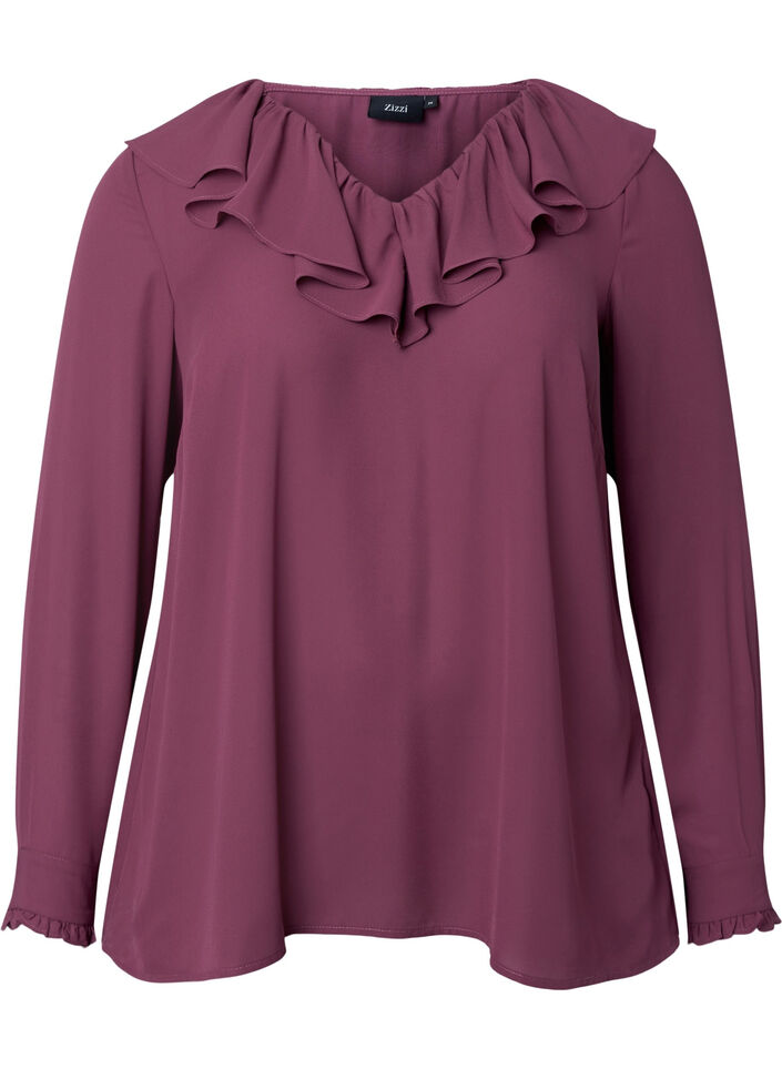 Blouse à manches longues à volants, Renaissance Rose, Packshot image number 0