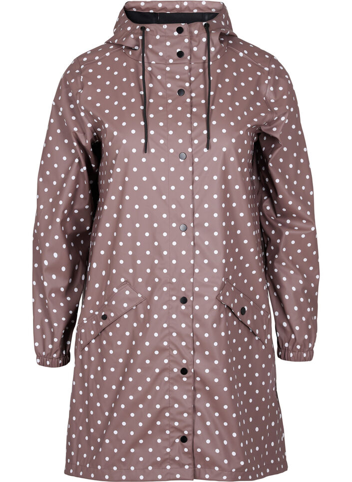 Regenjacke mit Punktmuster und Kapuze, Iron W/White dot, Packshot image number 0