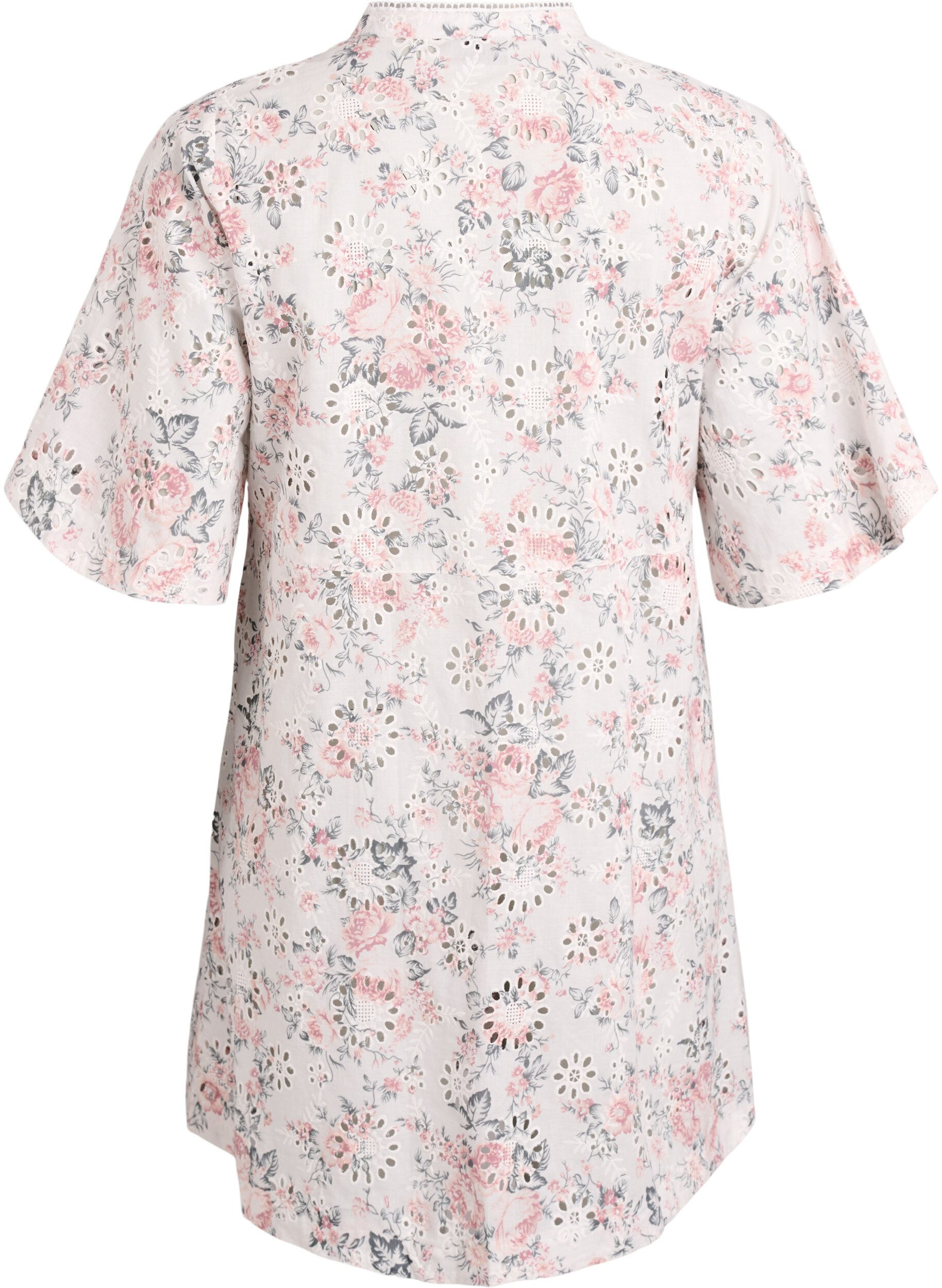 ZizziKleid aus Baumwolle mit gebl&uuml;mtem Muster und Broderie Anglaise, Vanille, Packshot image number 1