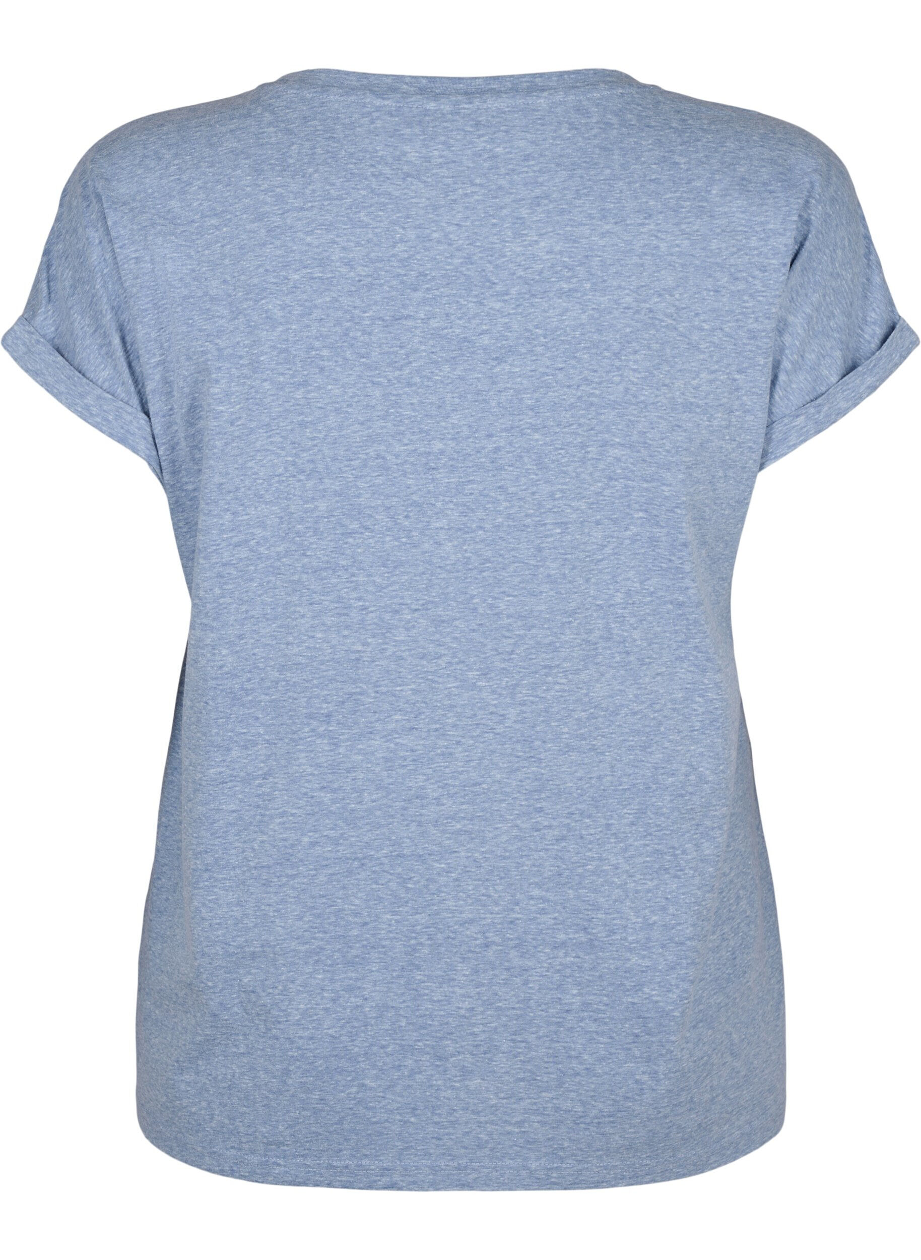 Zizzi Melange T-Shirt mit kurzen &Auml;rmeln, Blau, Packshot image number 1