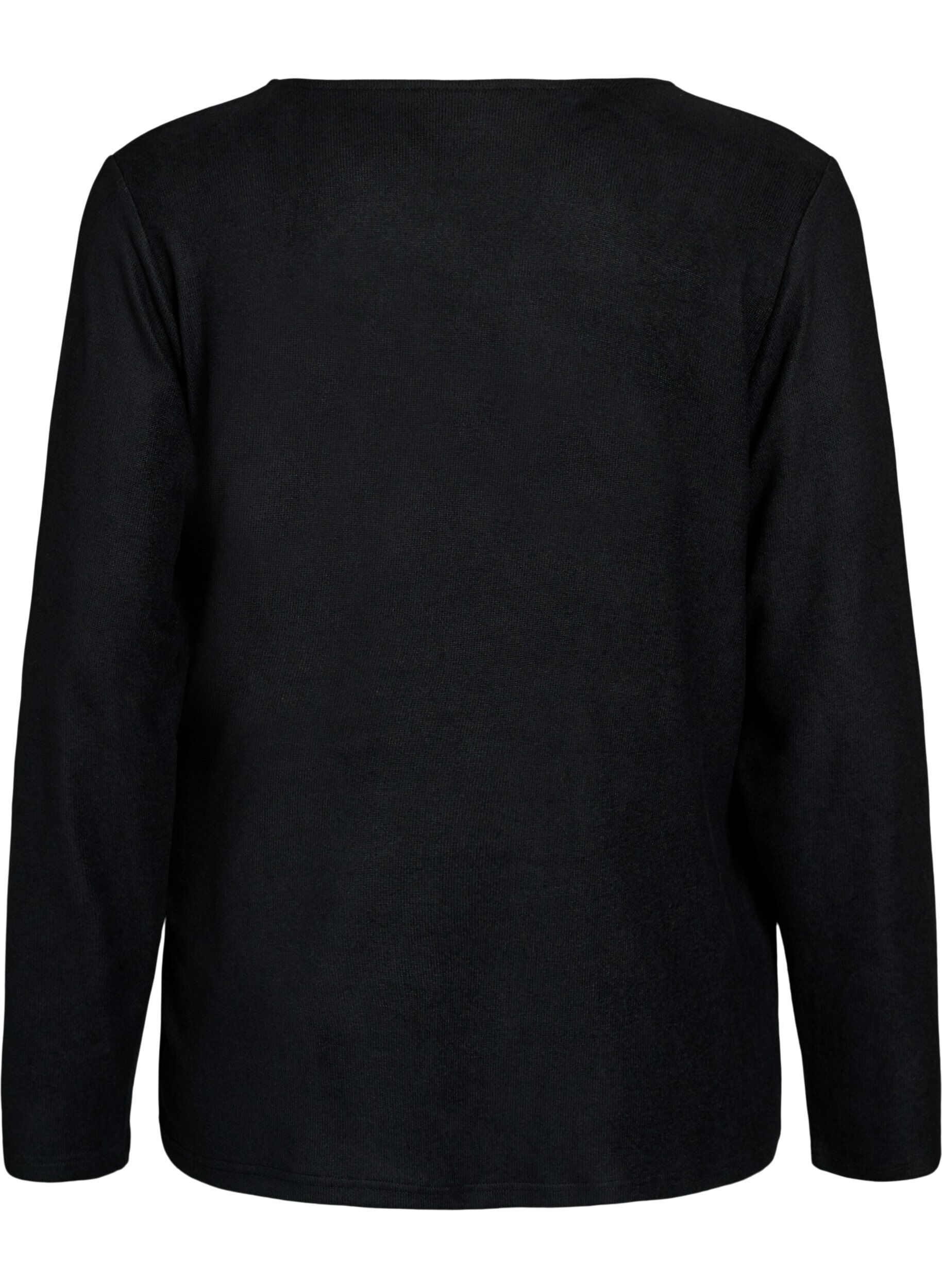 ZizziWickelbluse aus Jersey mit Bindeband, Schwarz, Packshot image number 1