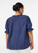 Bluse aus einer gecrinkelten Viskosemischung mit V-Ausschnitt, Blau, Model image number 2