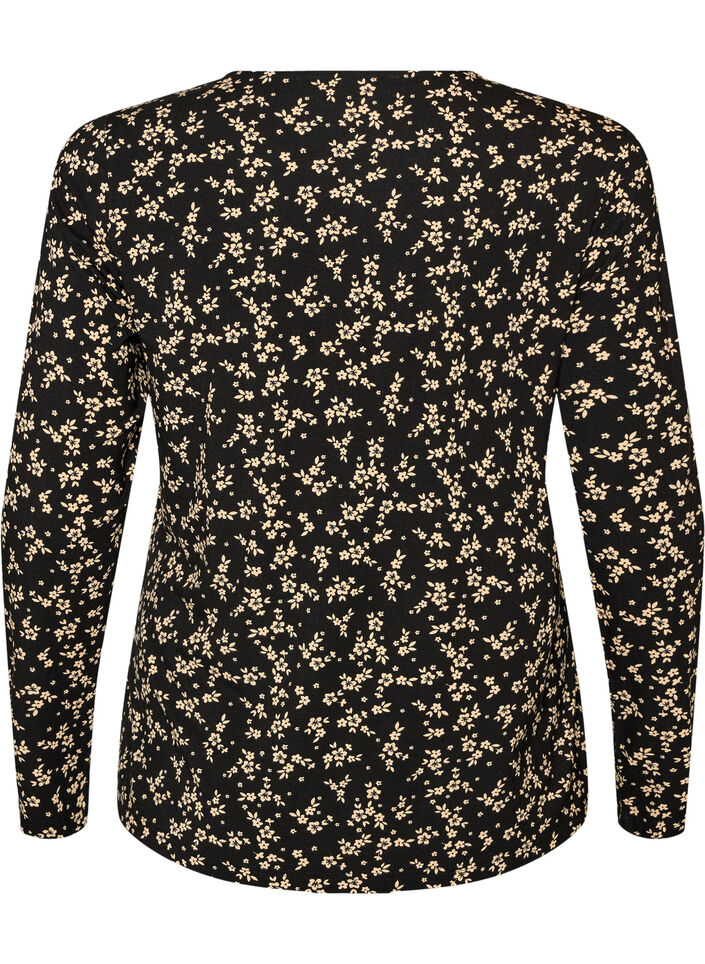 Lang&auml;rmelige Bluse, Schwarz, Packshot image number 1