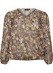 Bluse mit Blumenmuster und Ballon&auml;rmeln, Braun, Packshot image number 0
