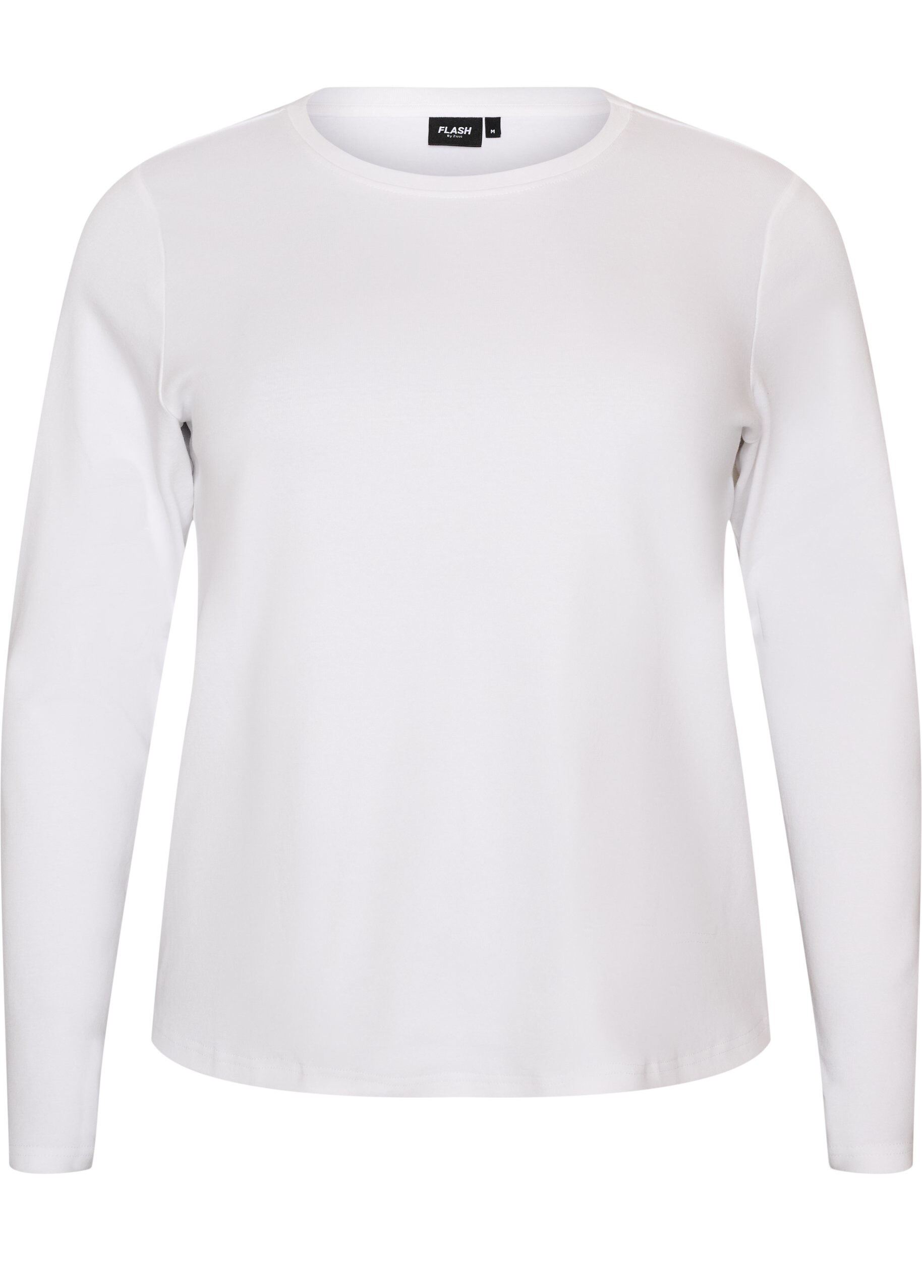 ZizziLangarm-Basic-T-Shirt mit Rundhalsausschnitt, Wei&szlig;, Packshot image number 0