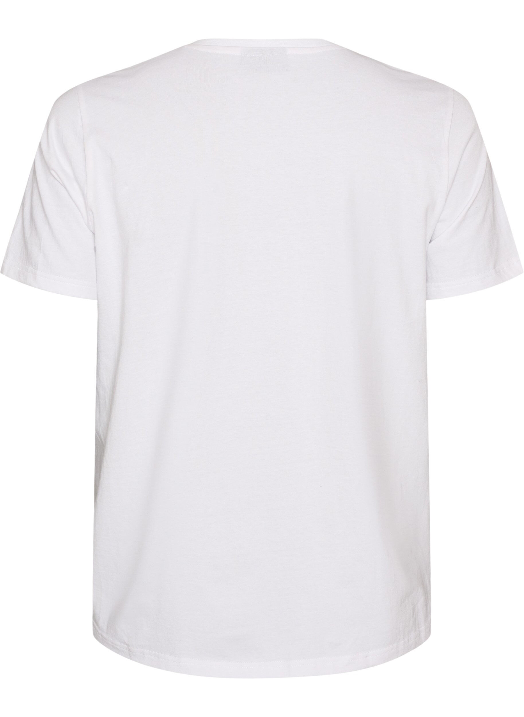 ZizziT-shirt en coton bio avec imprim&eacute; sur le devant, Blanc, Packshot image number 1