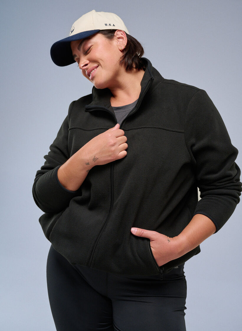 Fleecejacke mit Taschen, Schwarz, Image image number 0