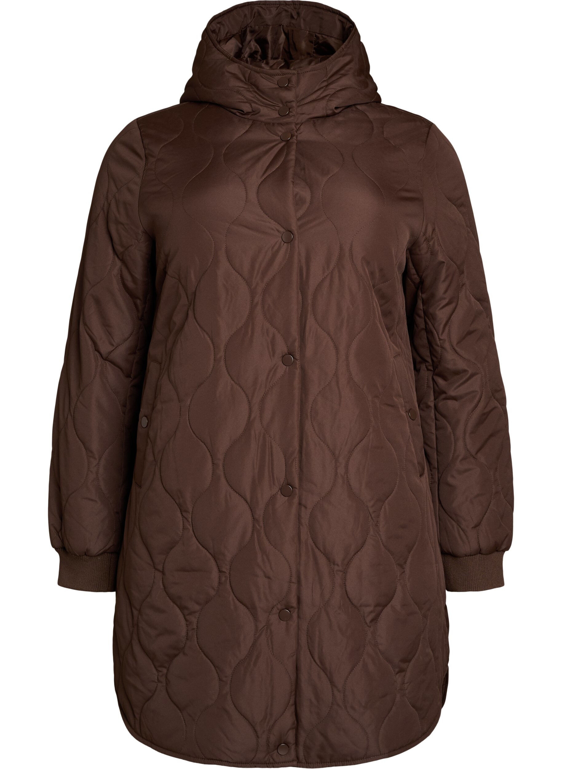 ZizziMittellange Steppjacke mit Kapuze, 1682, Packshot image number 0