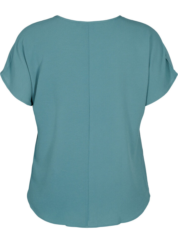 Bluse mit kurzen &Auml;rmeln und Rundhalsausschnitt, Gr&uuml;n, Packshot image number 1