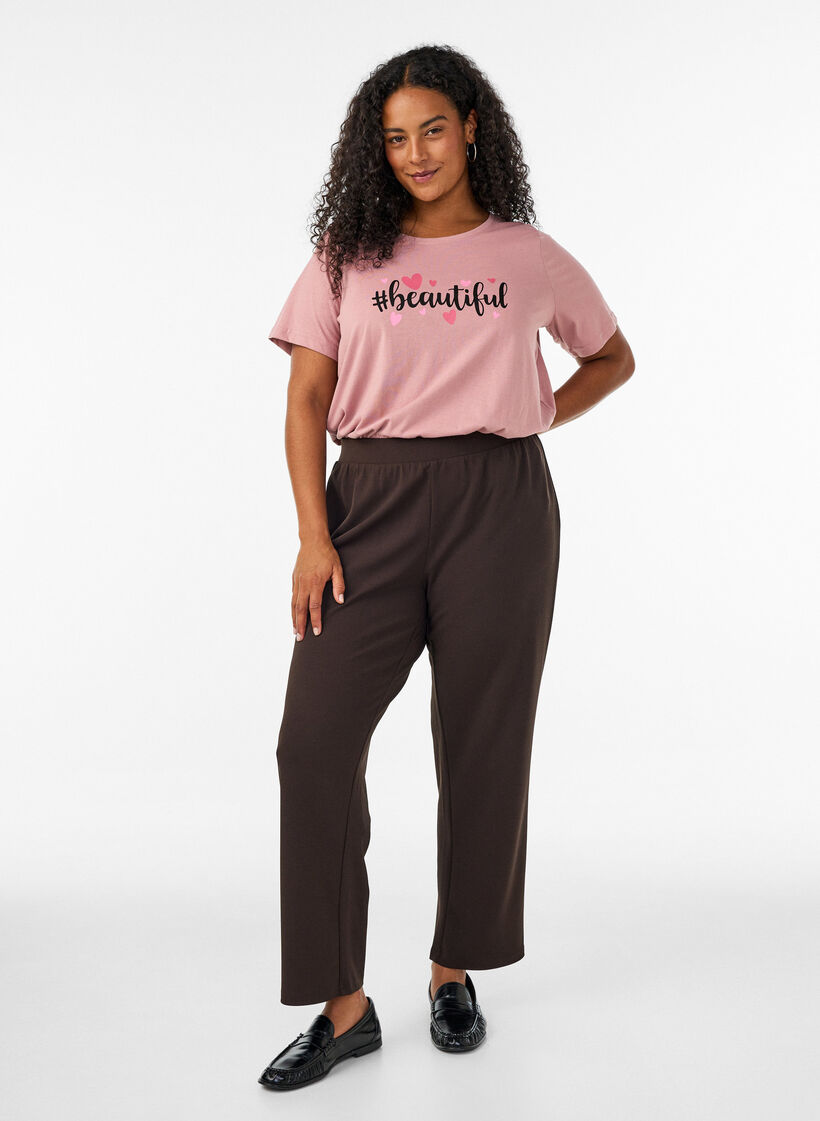 Pantalon &agrave; coupe droite, Marron, Model image number 0