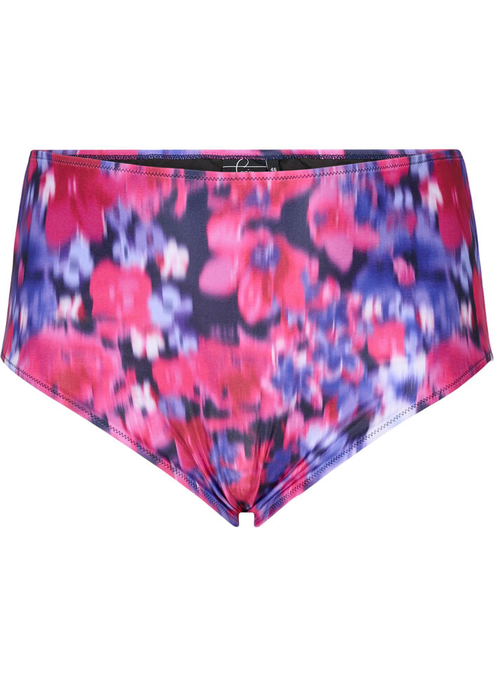 Bas de bikini à imprimé et taille haute, Rose, Packshot image number 0