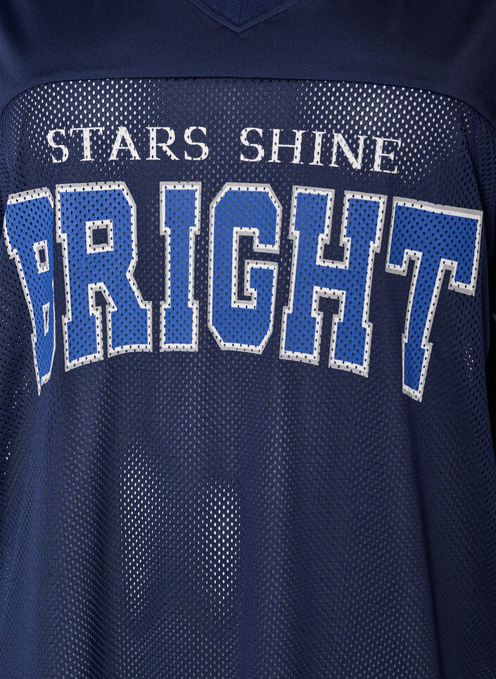 Trainingsshirt mit V-Ausschnitt und Frontprint, Blau, Packshot