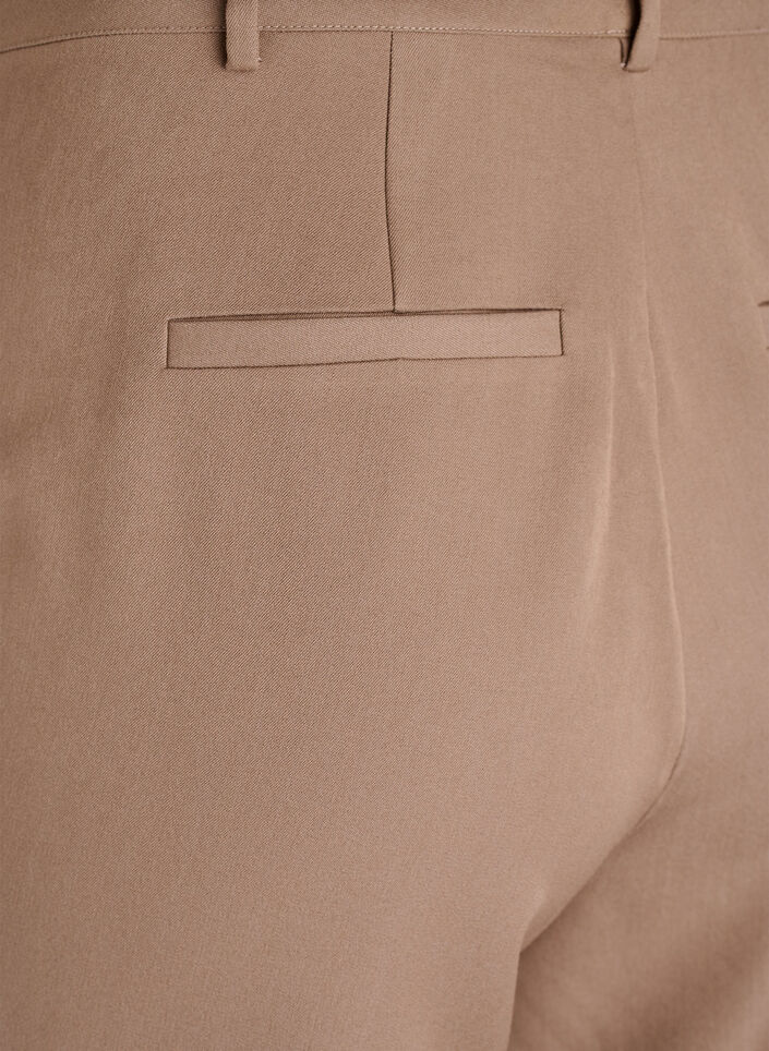 Pantalon tailleur taille haute à coupe droite, Marron, Packshot image number 3