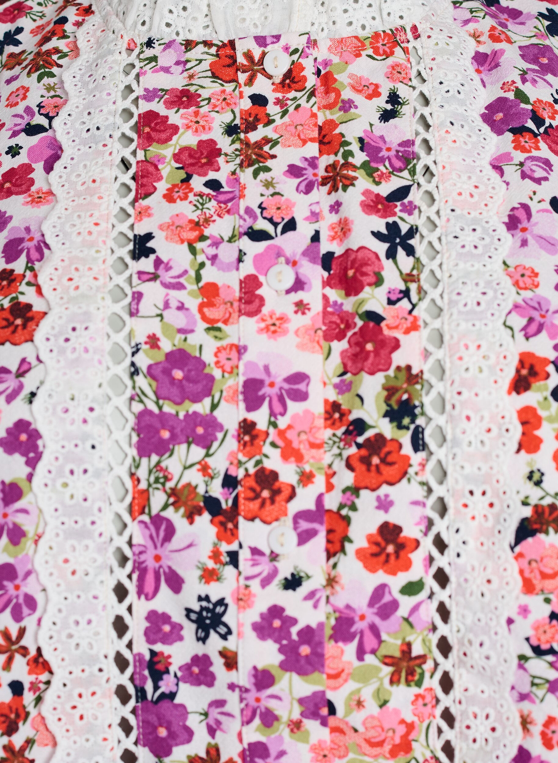 Zizzi &Auml;rmellose Bluse aus Baumwolle mit Blumenprint und Broderie Anglaise, Pink, Packshot image number 2