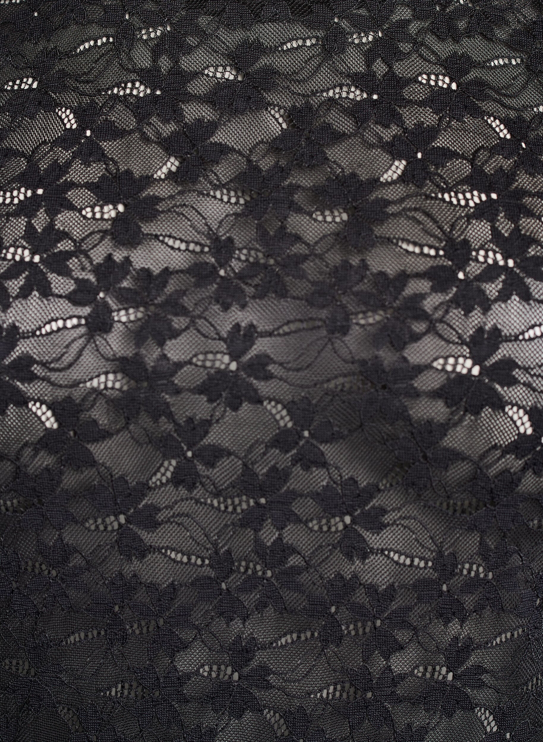 Zizzi Blouse en dentelle avec col rond et coupe ajust&eacute;e, Noir, Packshot image number 2