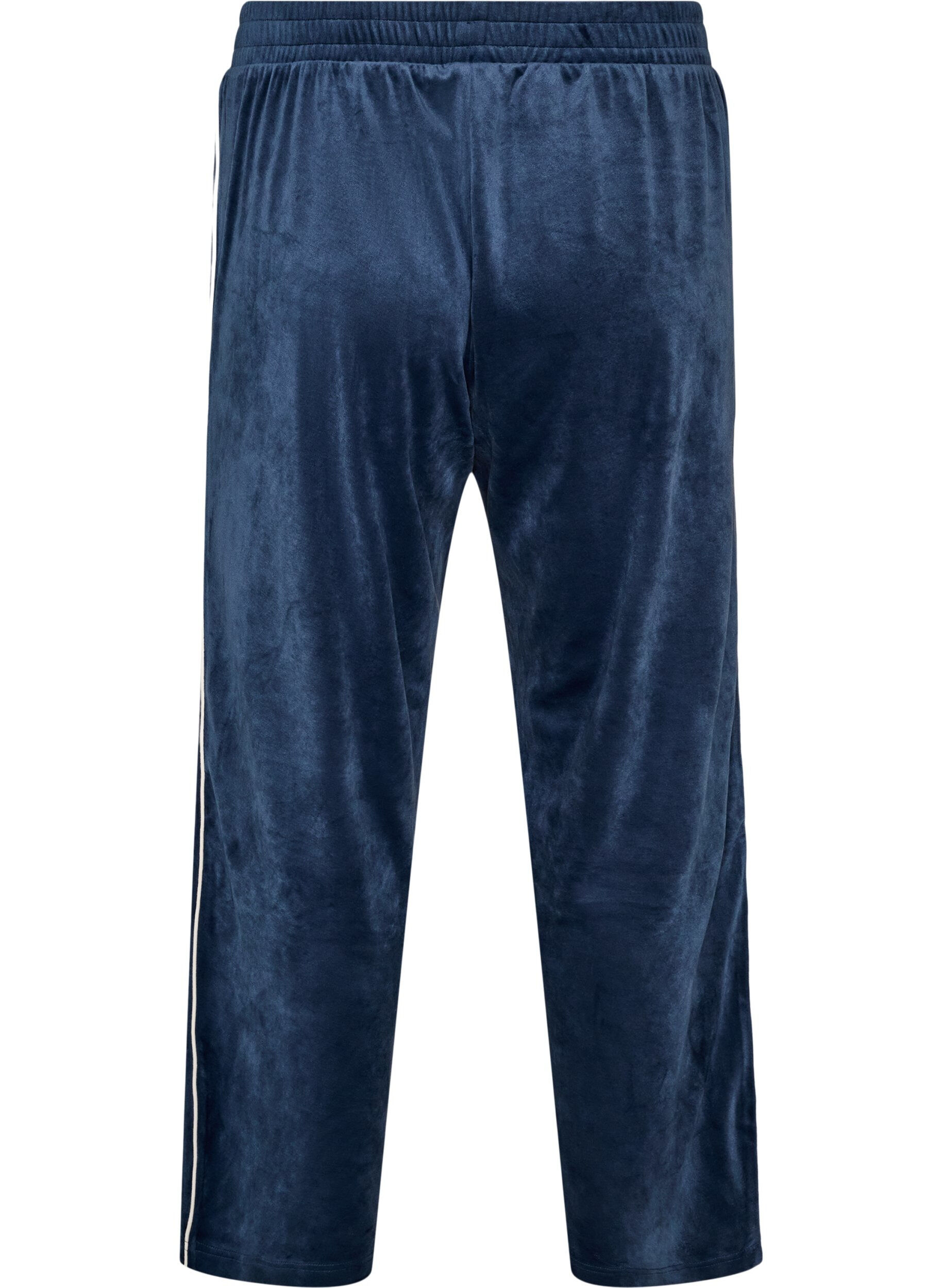 ZizziPantalon en velours avec passepoil contrastant, Bleu, Packshot image number 1