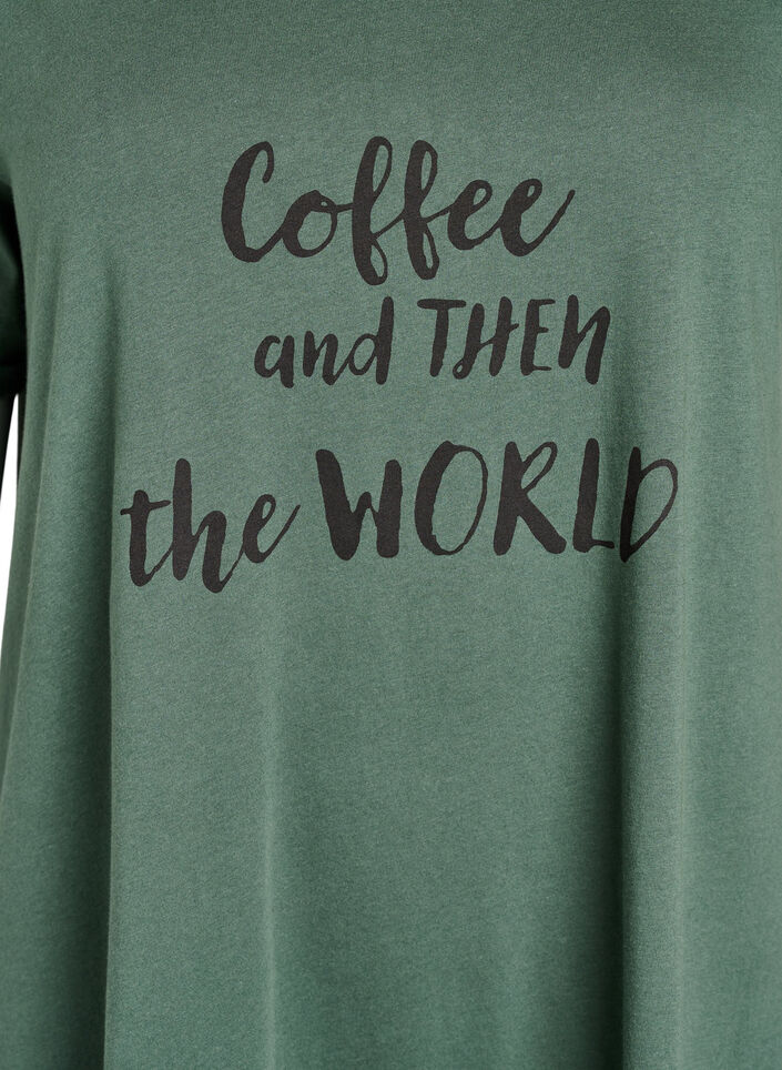 Chemise de nuit &agrave; manches courtes en coton biologique, Vert fonc&eacute;, Packshot image number 2