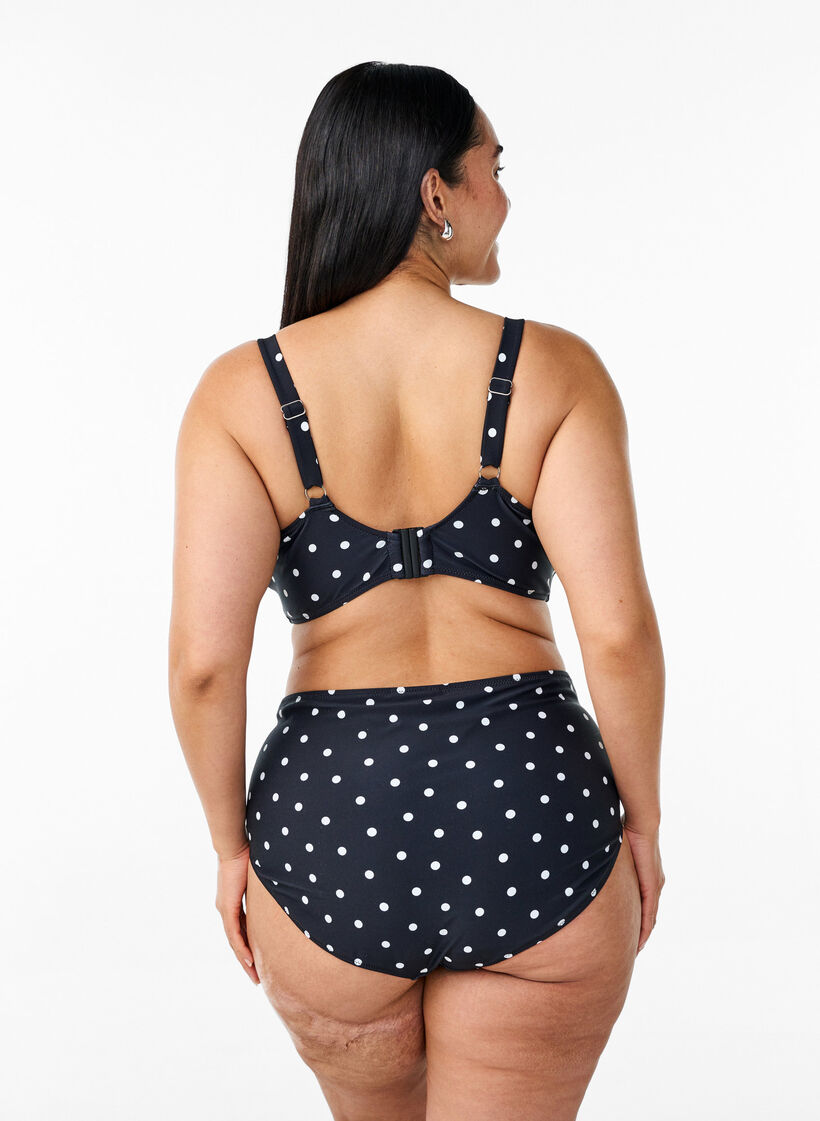 Culotte de bikini taille haute &agrave; pois, Noir, Model image number 1