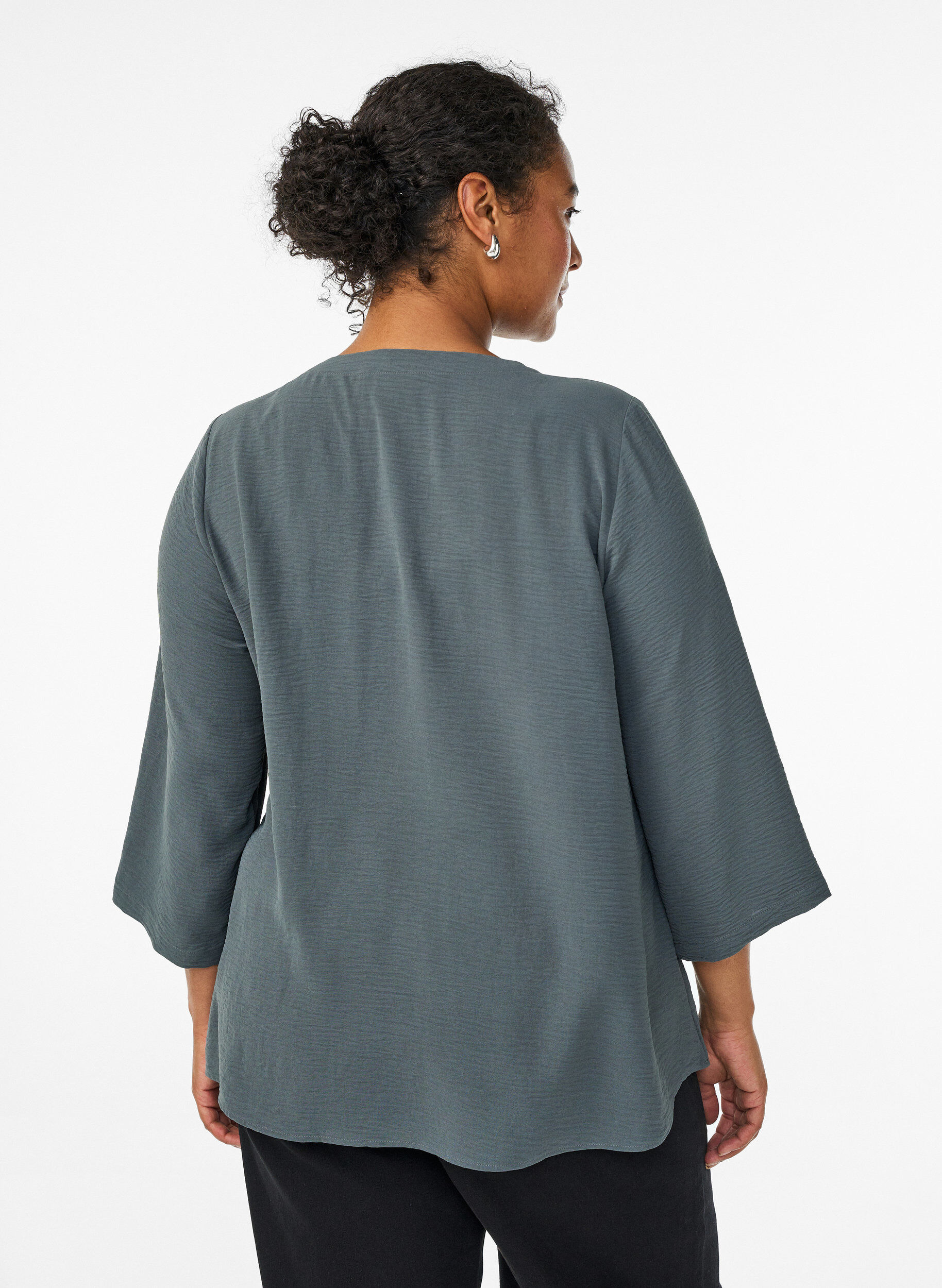 Zizzi Blouse &agrave; manches 3/4, Vert fonc&eacute;, Model image number 2