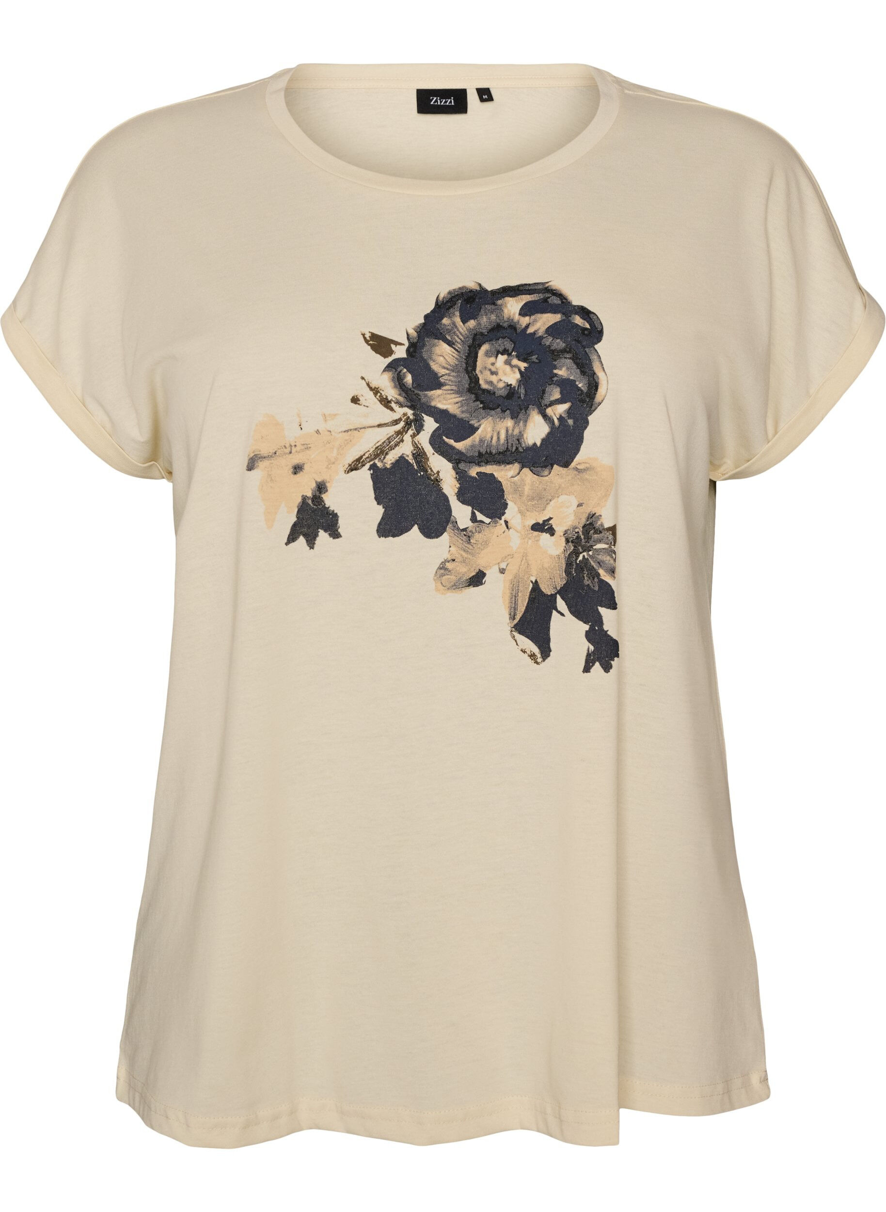 ZizziT-shirt avec imprim&eacute; d&eacute;coratif sur le devant, Vanille, Packshot image number 0