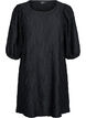 Kurzes Kleid mit Struktur und 3/4-Ärmeln, Schwarz, Packshot image number 0