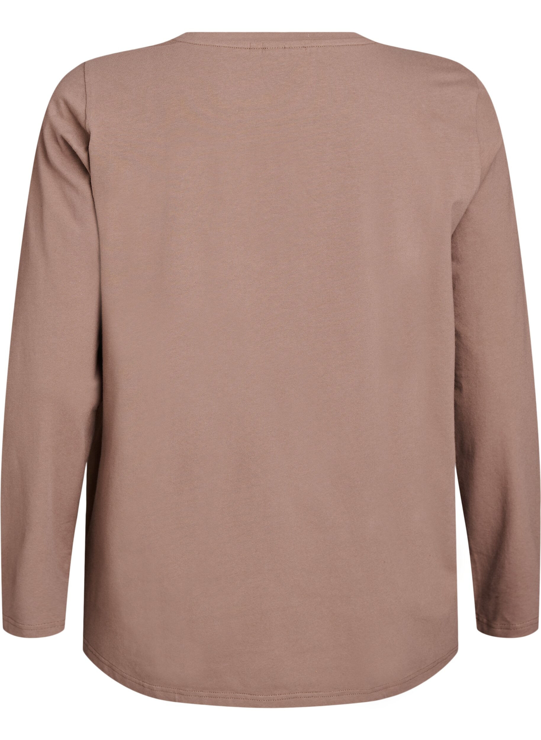 Zizzi Basic Top aus Jersey mit langen &Auml;rmeln, Braun, Packshot image number 1