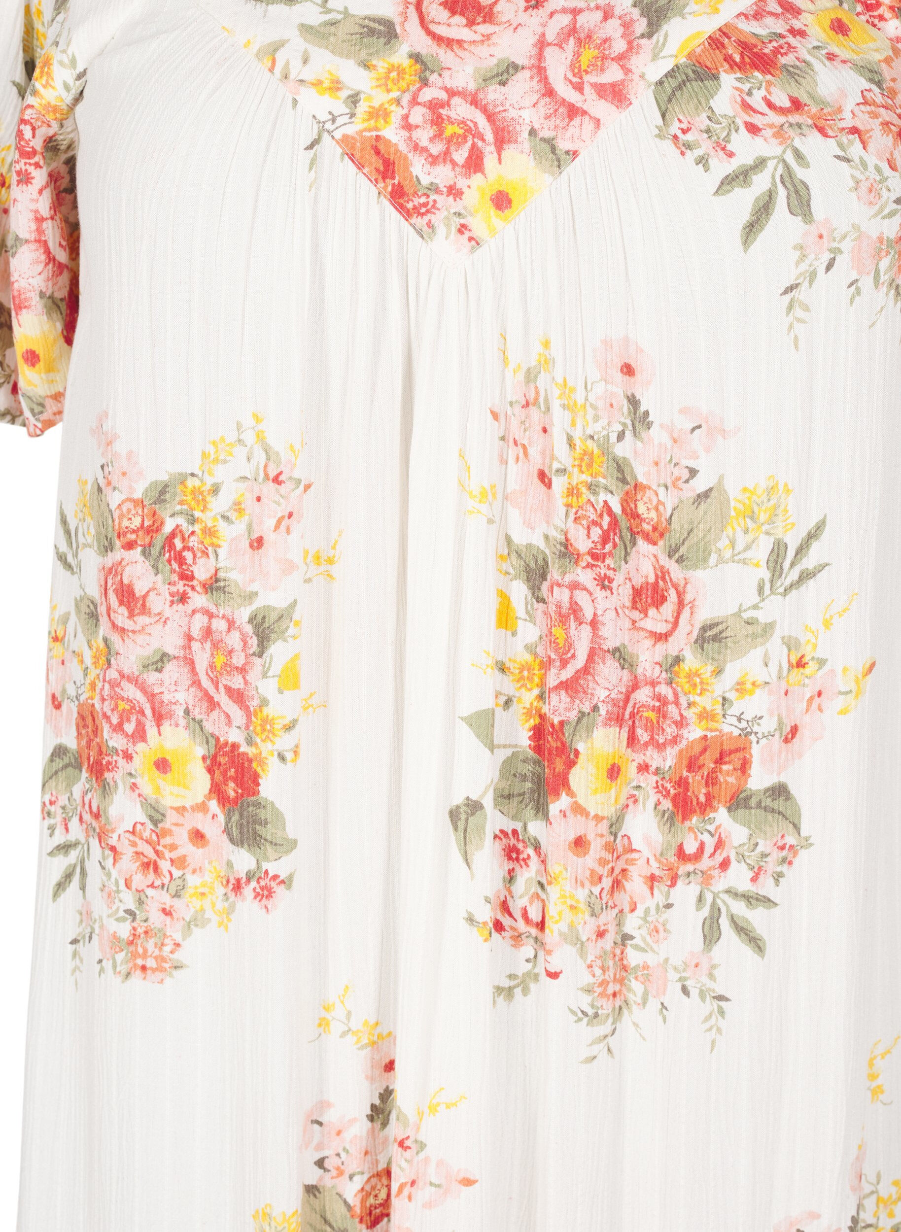 Zizzi Langes Kleid mit eckigem Ausschnitt und floralen Mustern, Vanille, Packshot image number 2