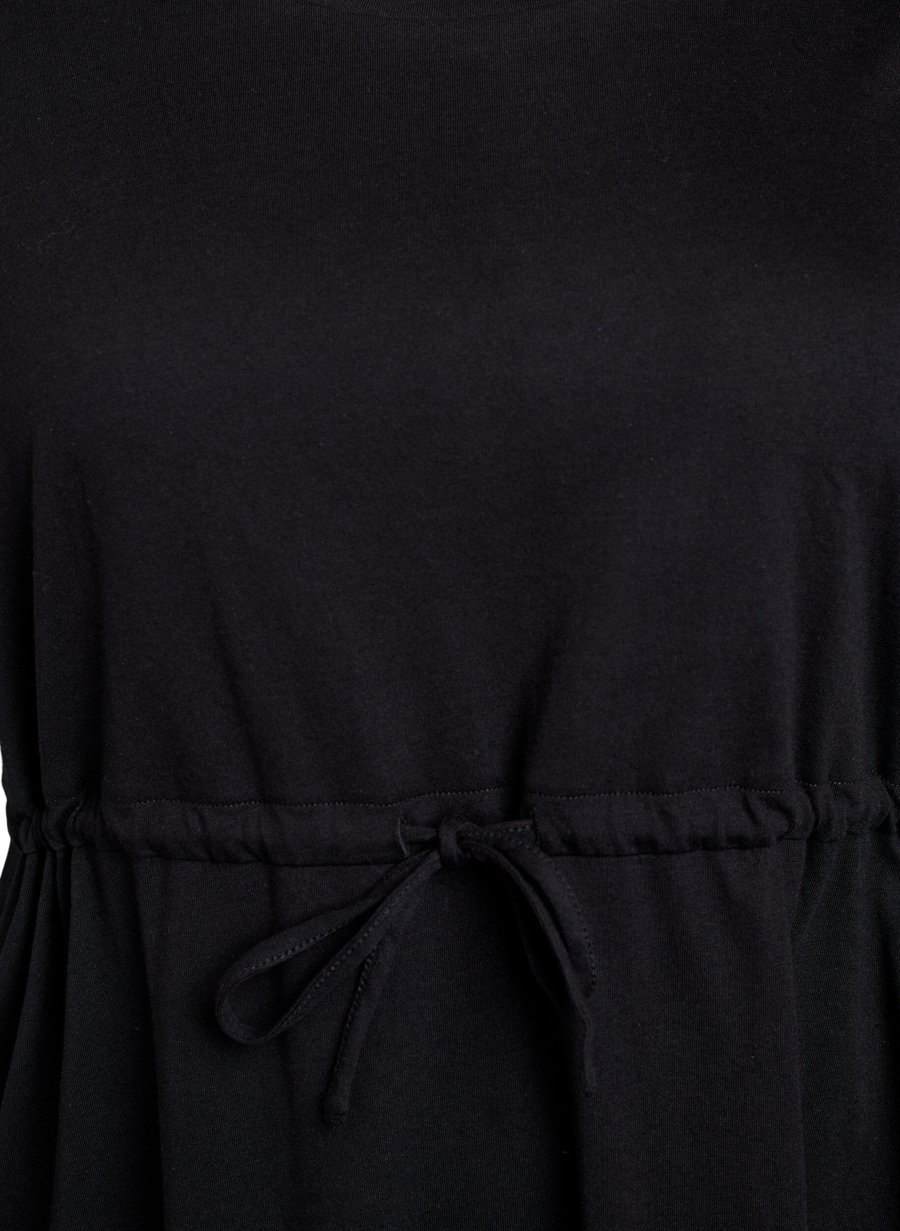 Zizzi FLASH &ndash; Kurzes T-Shirt-Kleid mit Bindeg&uuml;rtel, Schwarz, Packshot image number 2