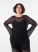 Blouse en dentelle transparente avec manches longues, Noir, Model image number 0