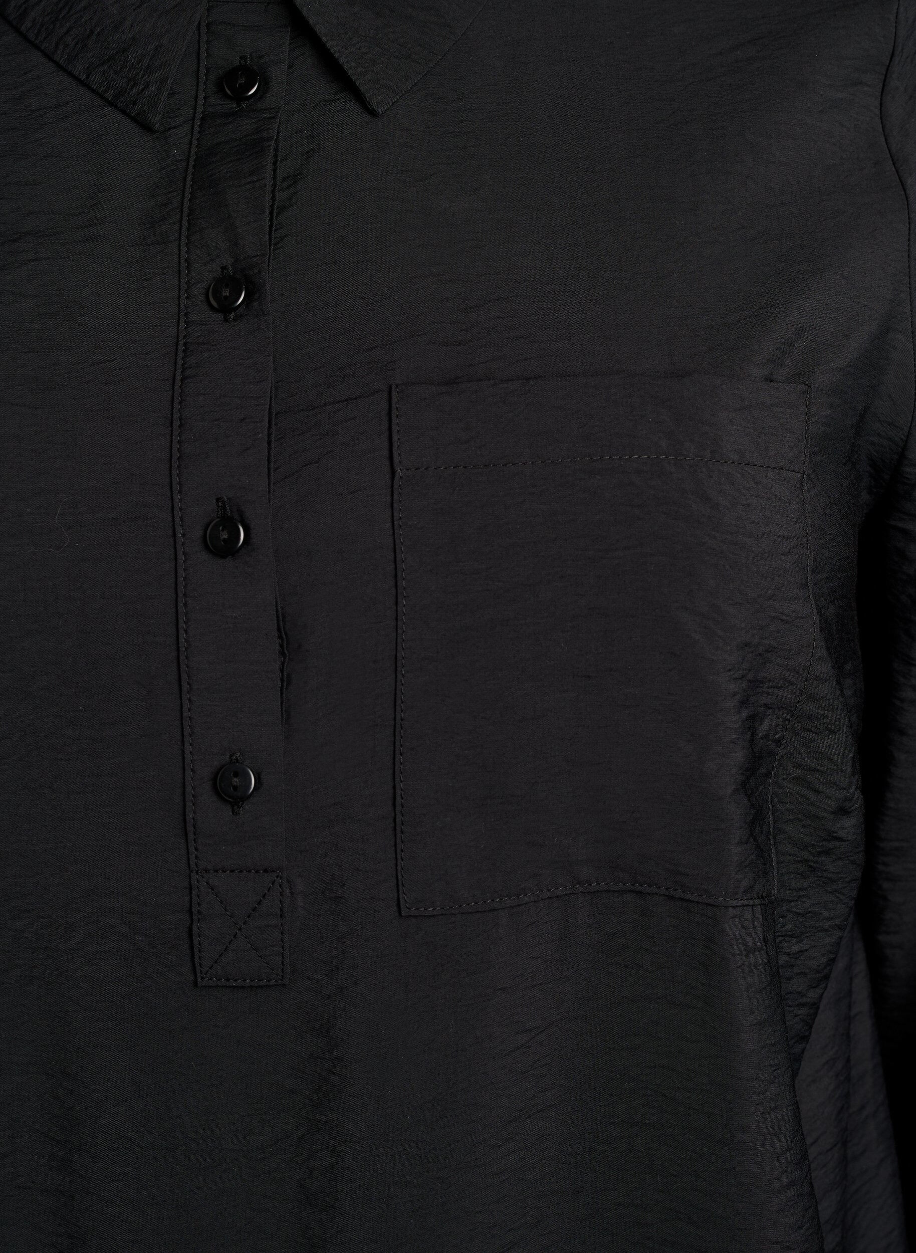 Zizzi Robe courte avec col et poche poitrine, Noir, Packshot image number 2