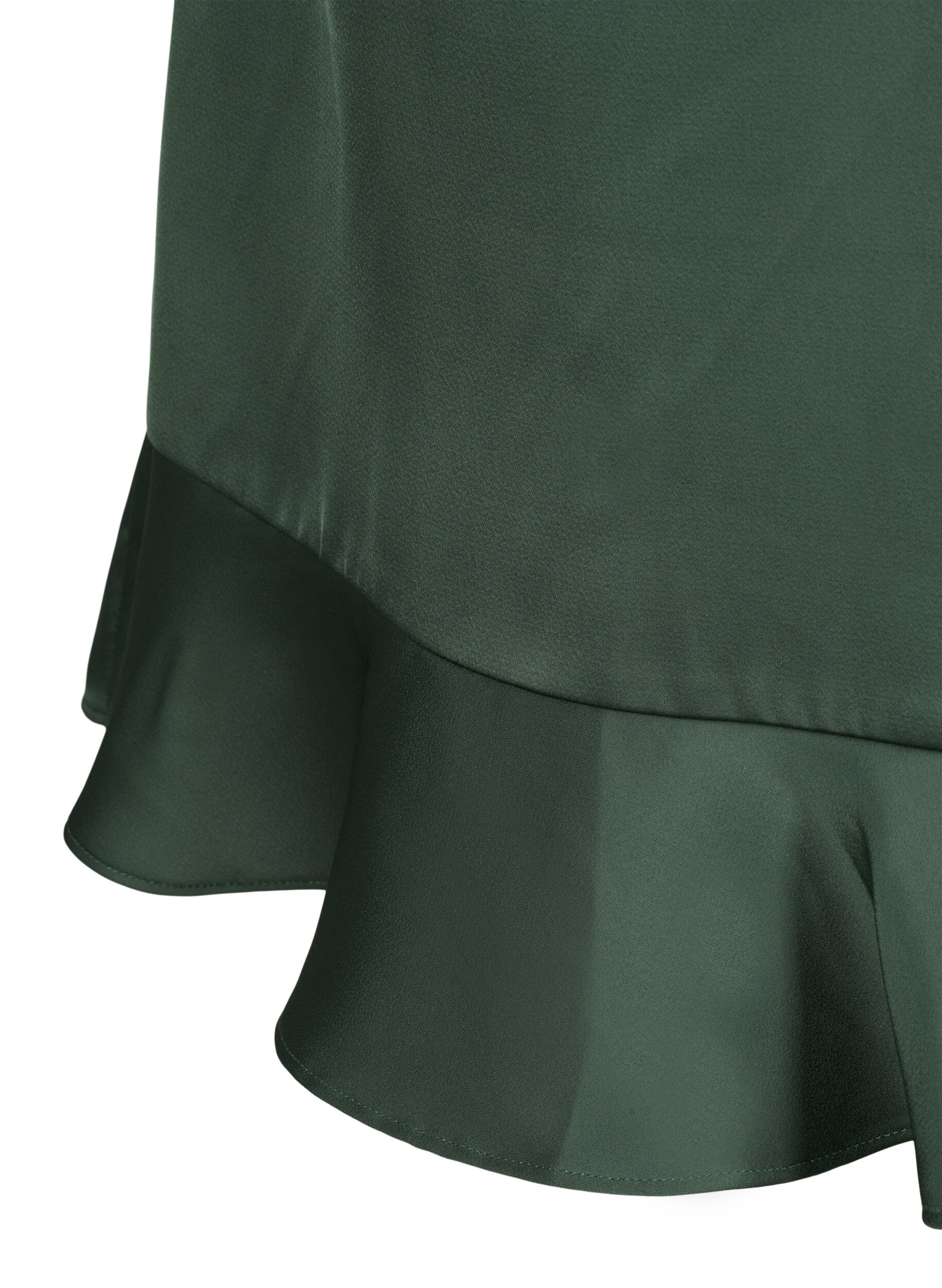 Zizzi Lang&auml;rmliges Wickelkleid aus Satin, Duck Green, Packshot image number 4