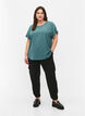 Blouse &agrave; manches courtes et encolure ronde, Vert fonc&eacute;, Model image number 1