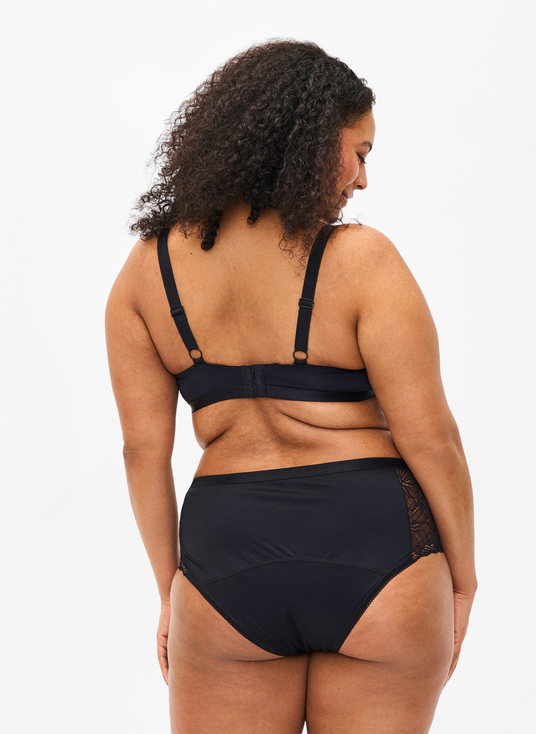 Zizzi Hipster-Perioden-Slip mit Spitze, Black, Model image number 1