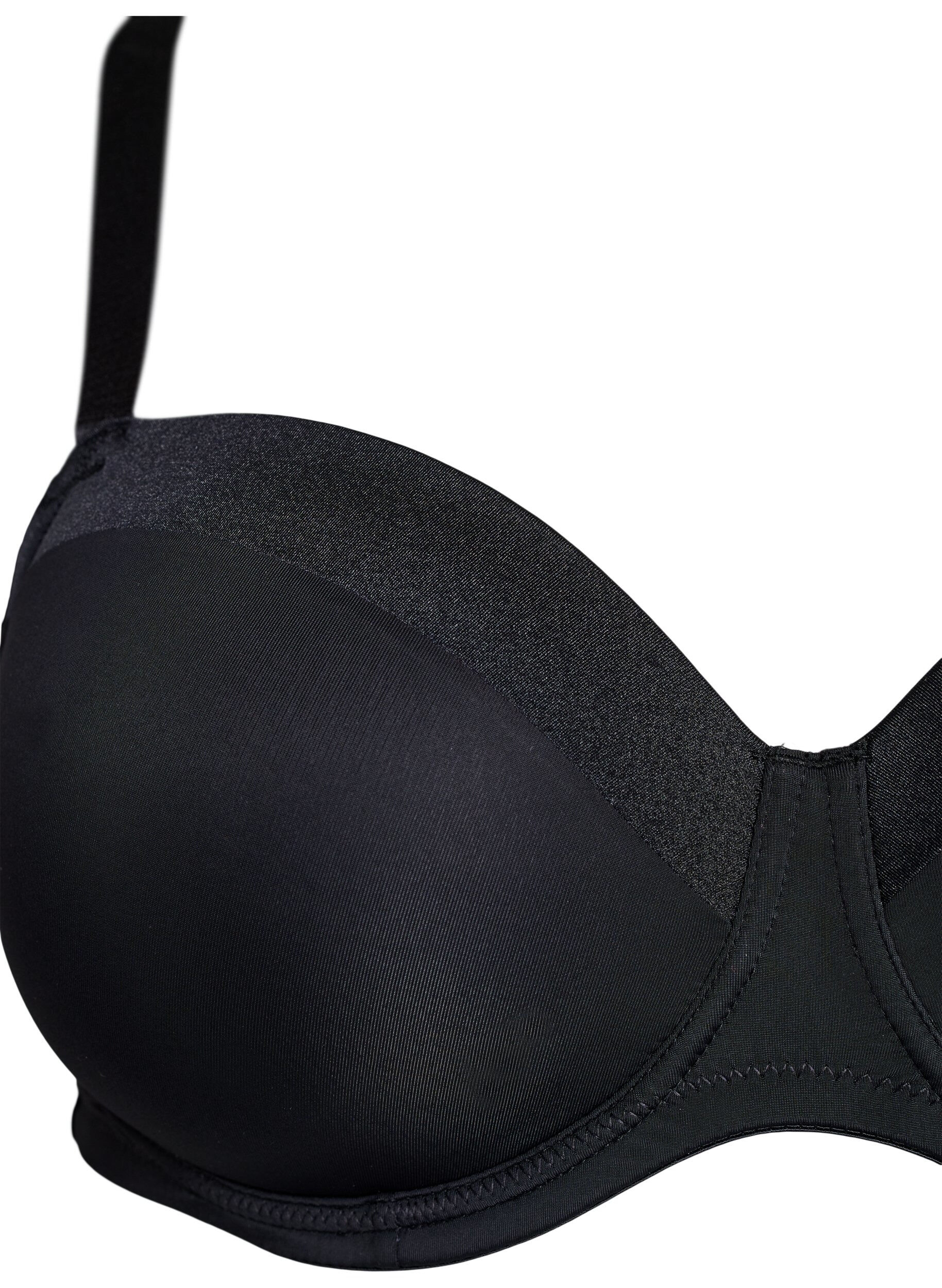 Zizzi Soutien-gorge moul&eacute; en microfibre avec des d&eacute;tails en satin, Noir, Packshot image number 2