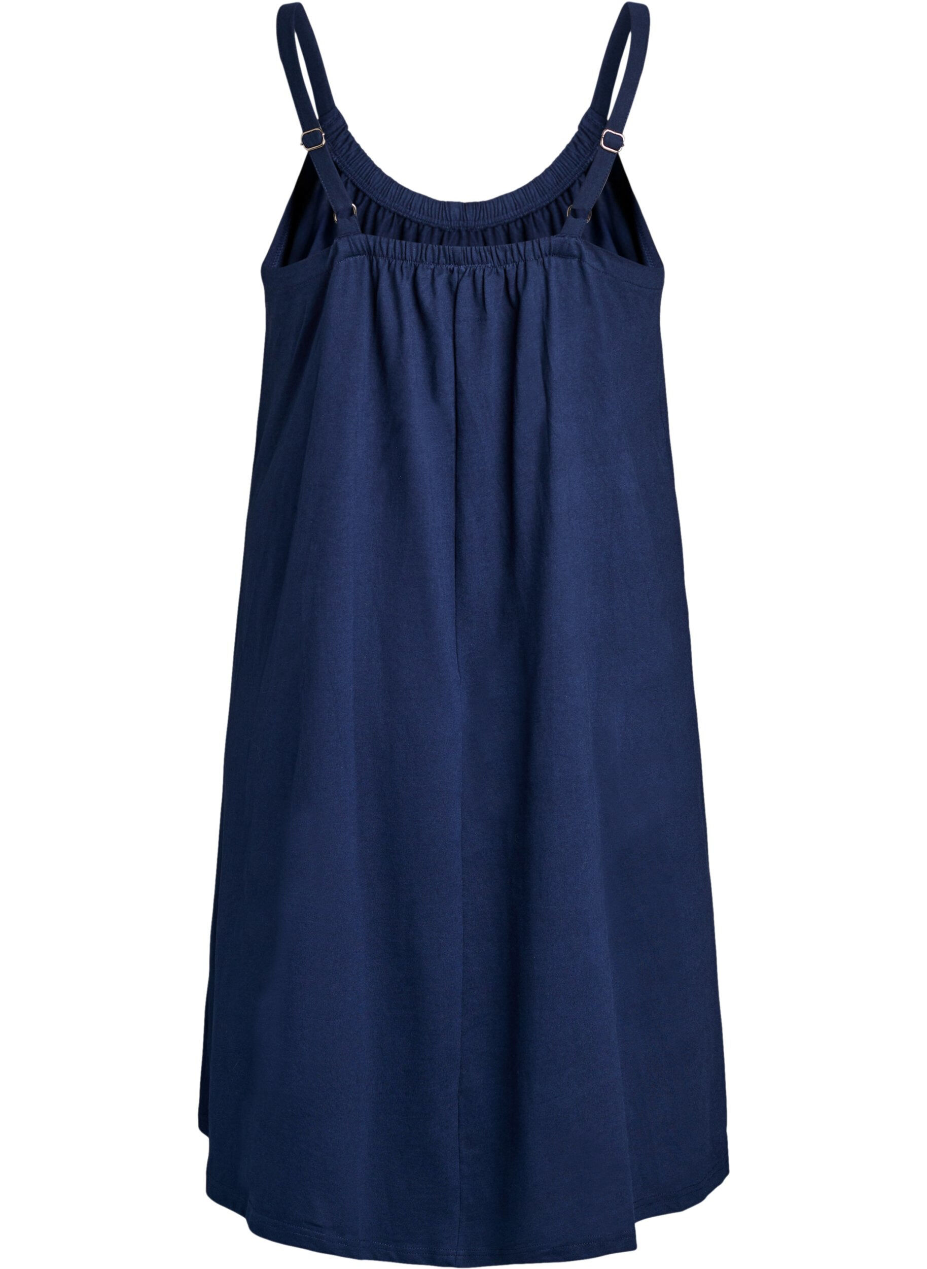 ZizziMidi-Tr&auml;gerkleid aus Bio-Baumwolle, Blau, Packshot image number 1