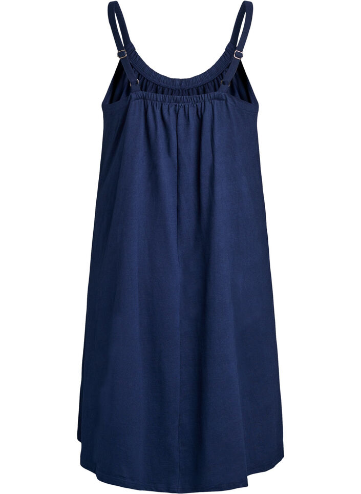 Midi-Tr&auml;gerkleid aus Bio-Baumwolle, Blau, Packshot image number 1