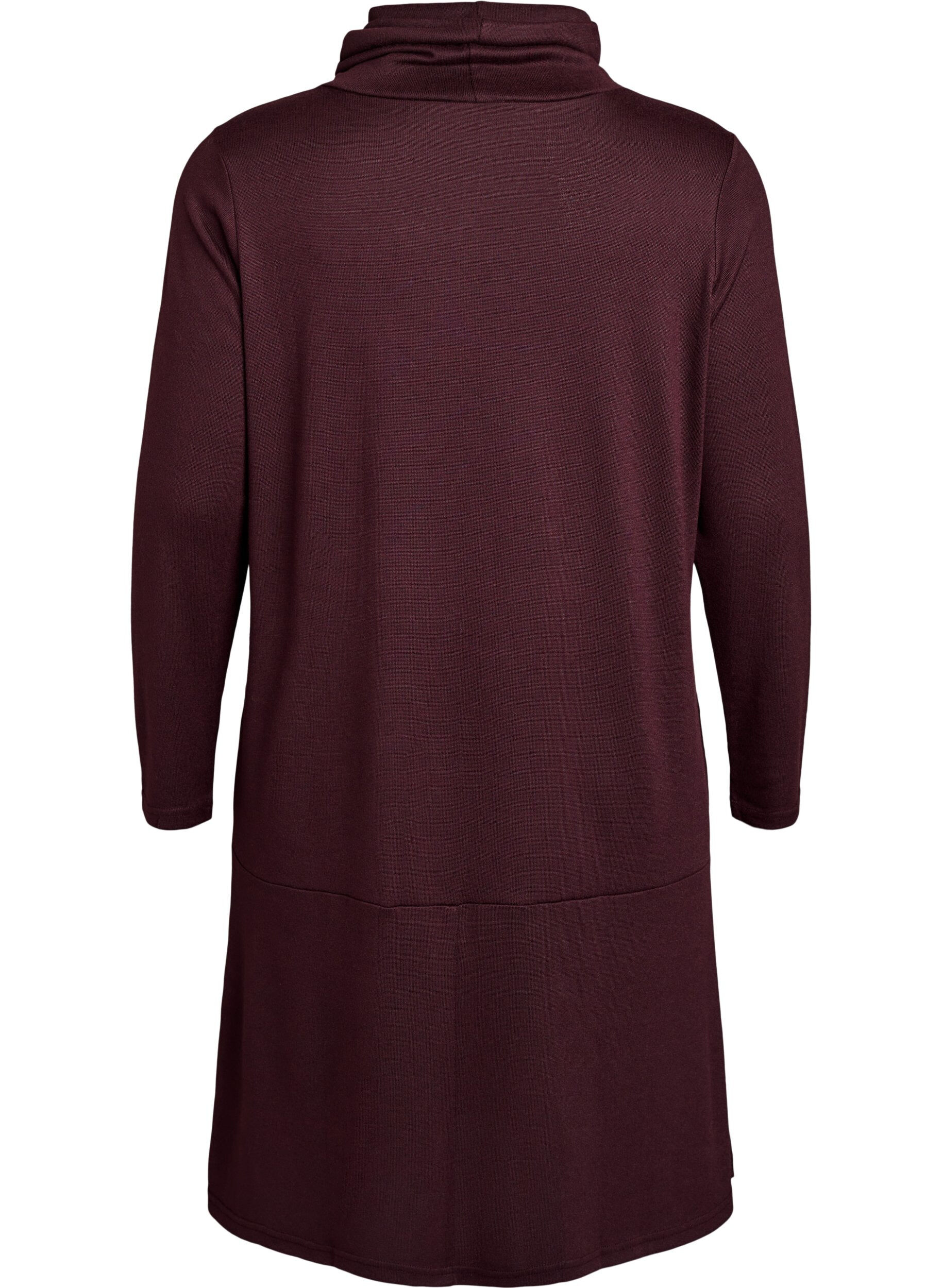 Zizzi Robe en jersey avec col montant et poches, Bordeaux, Packshot image number 1